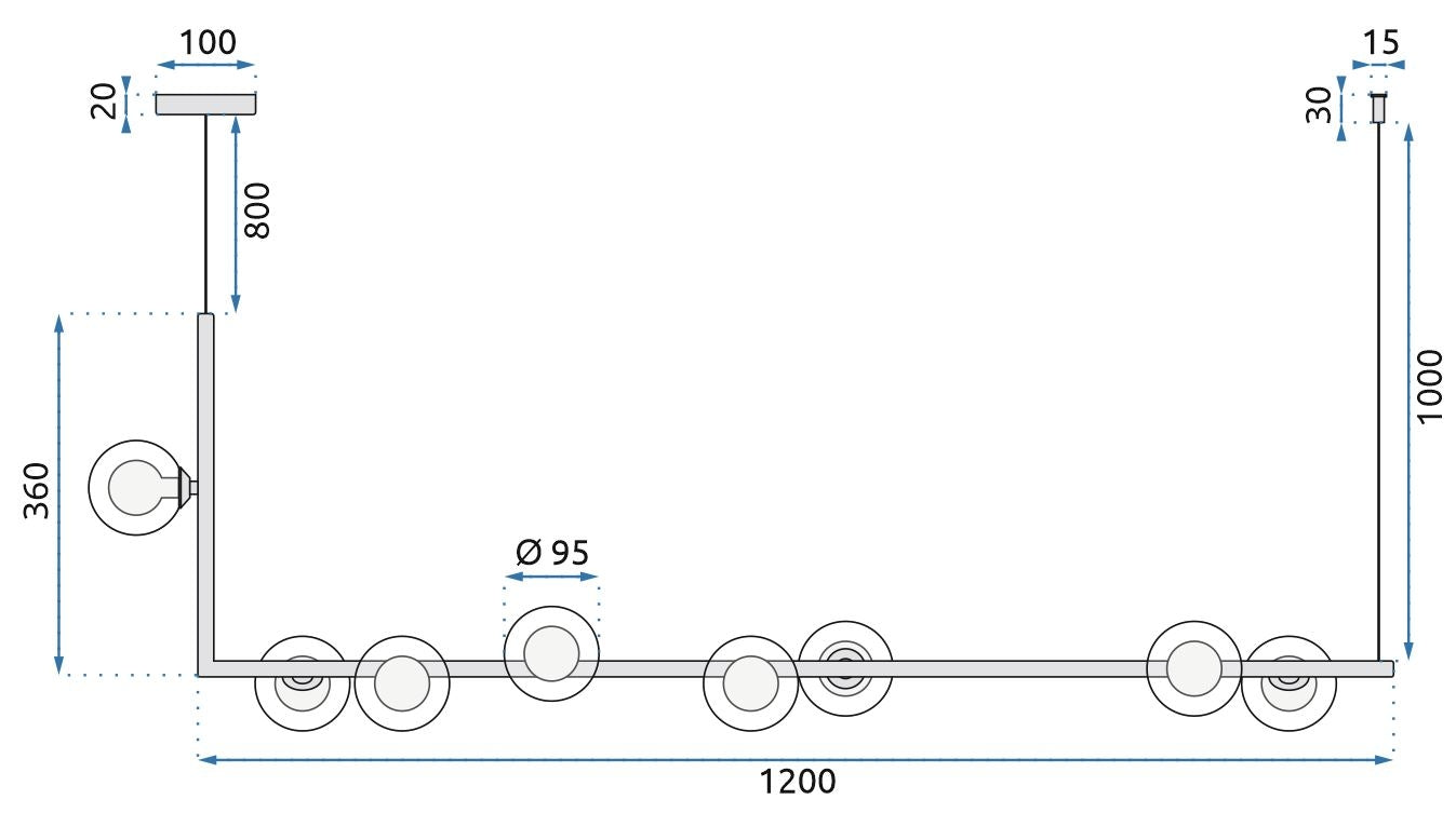 Lampa Sufitowa Metalowa Industrial Szklana APP754-8CP Czarna  8
