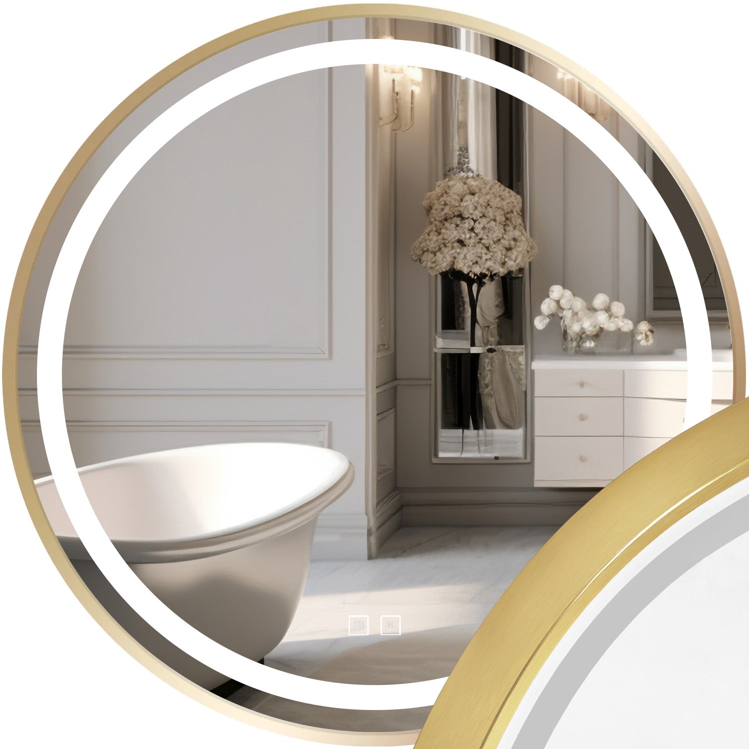 Lustro Ścienne Led 90cm Mmj Złote  1