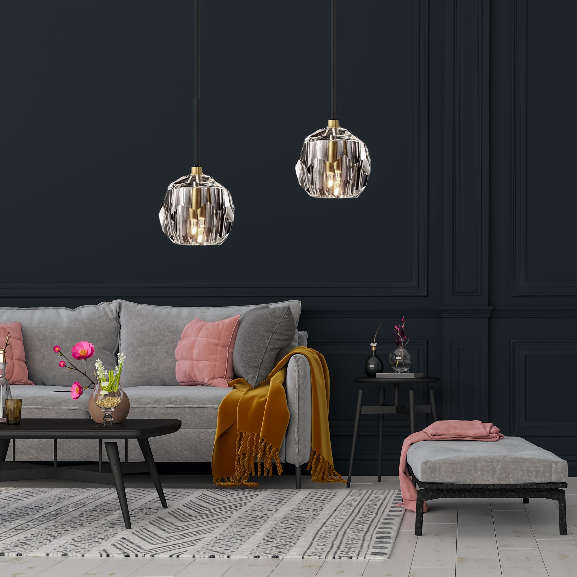 Lampa Sufitowa Kryształ APP586-1CP Czarna  8