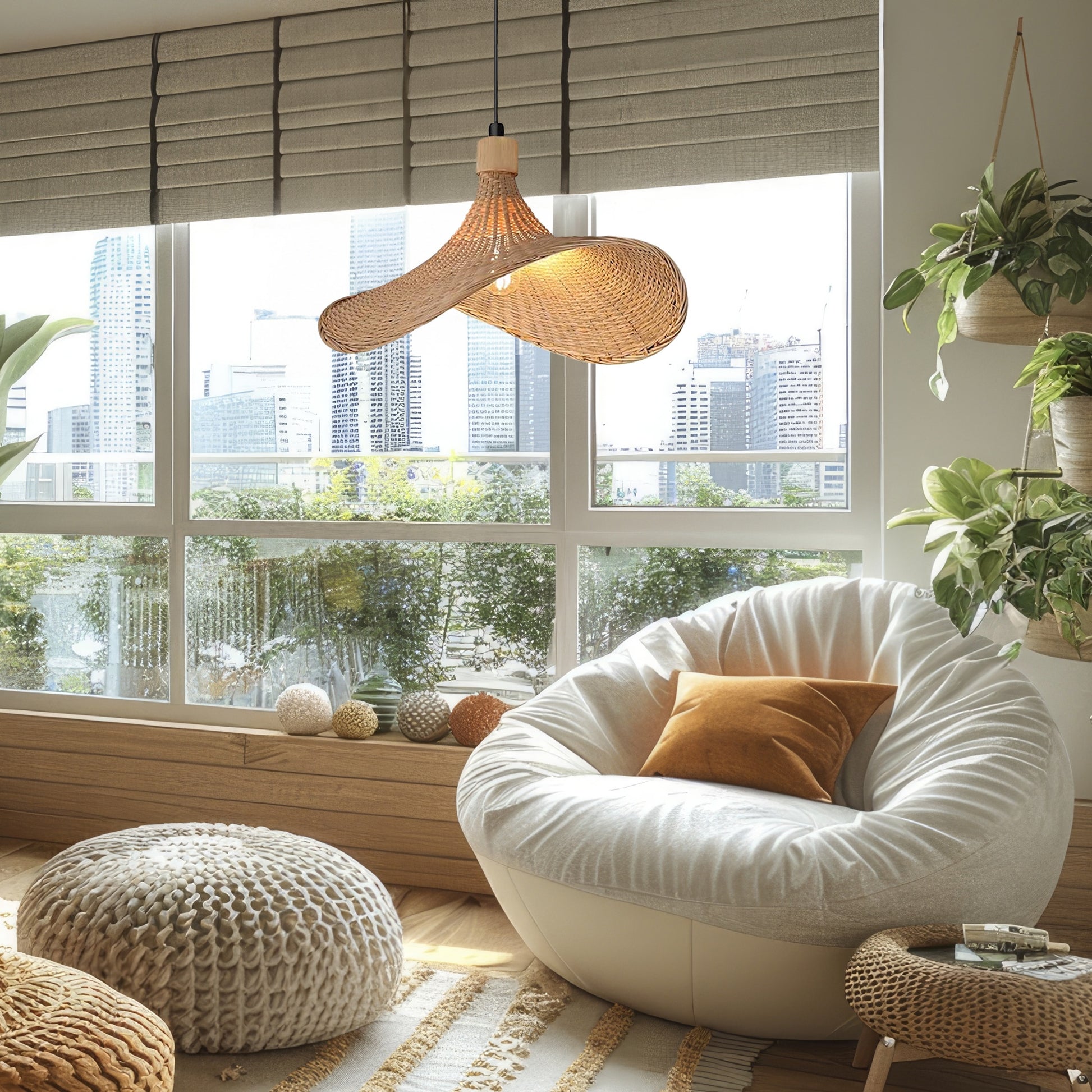 Lampa Wisząca Bambusowa APP1642-1CP 30cm  2