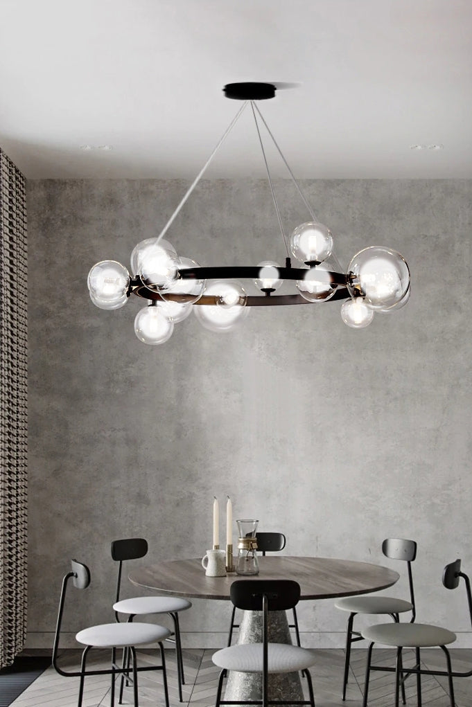 Lampa Sufitowa Wisząca Ze Szklanymi Kulami Na Obręczy APP906-15CP  7