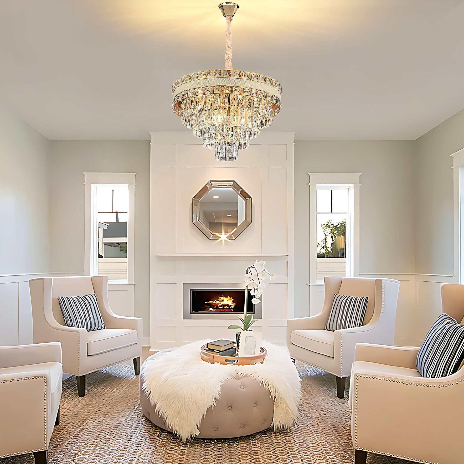 Lampa Wisząca Z Kryształami G048-cp 50cm Złota  5