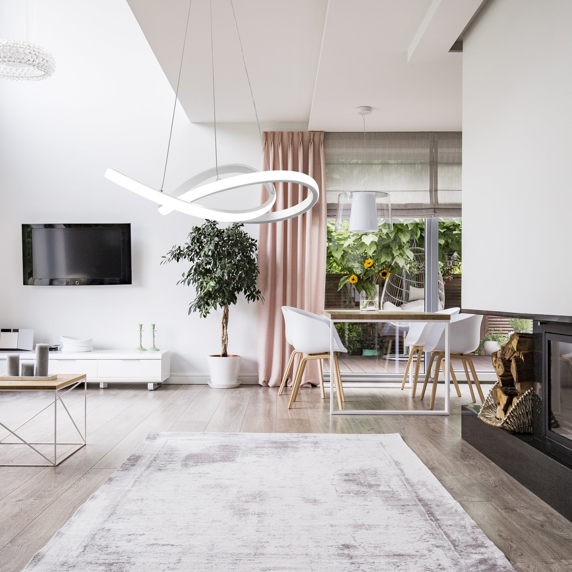 Lampa Sufitowa Wisząca Ring Nowoczesna Led + Pilot App392-cp Biała  4