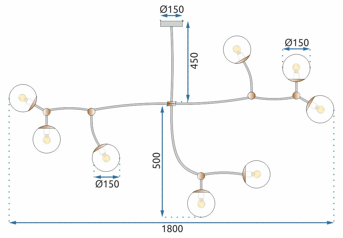 Lampa Wisząca Sufitowa Czarny Mat APP1673-8CP  9