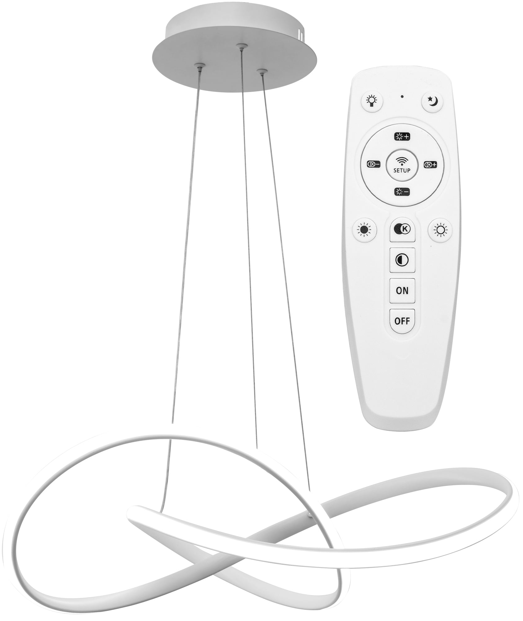 Lampa Sufitowa Wisząca Ring Nowoczesna Led + Pilot App396-cp Biała  1