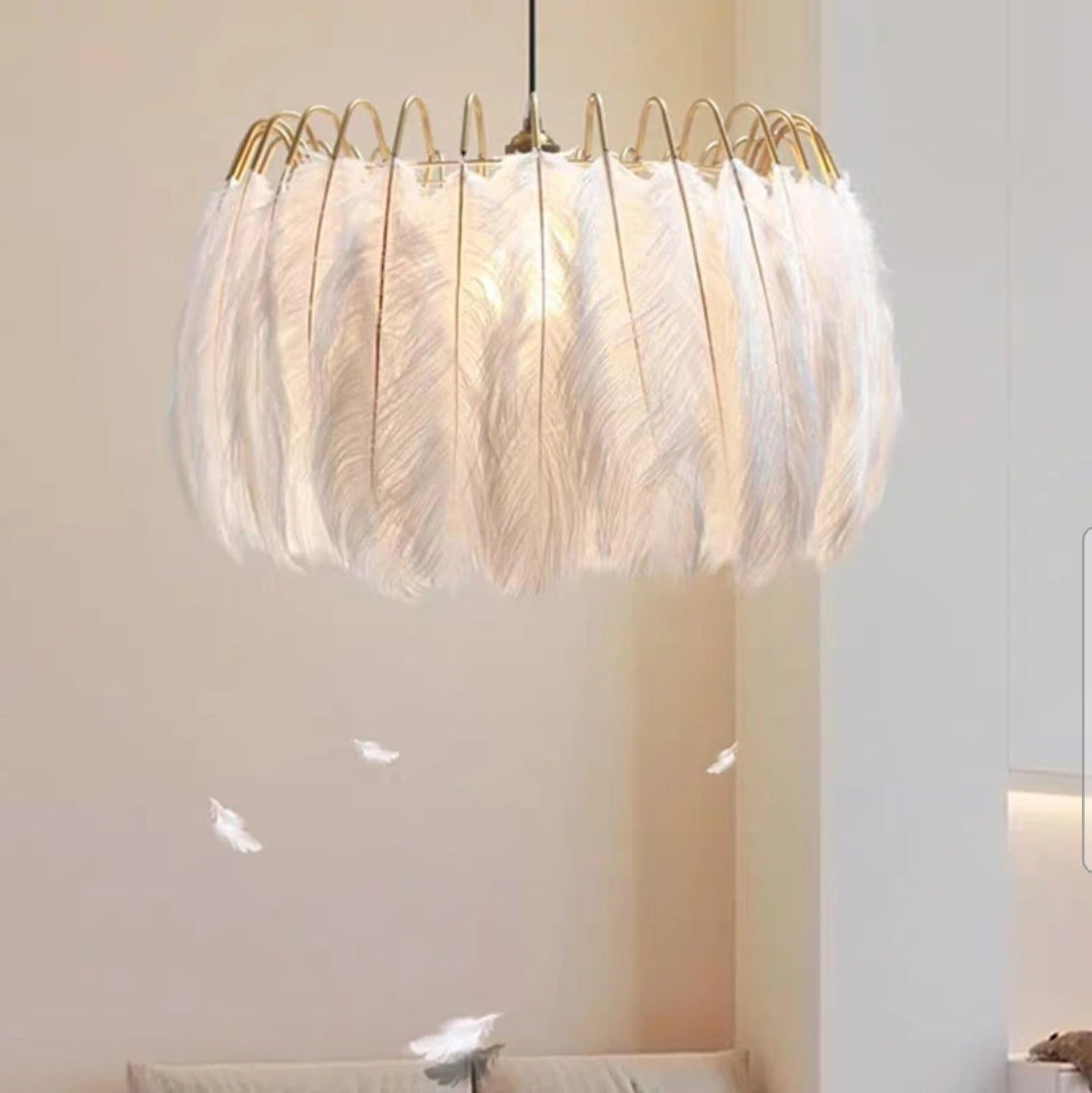 Lampa Sufitowa Z Piórami Boho App662 Złota  2