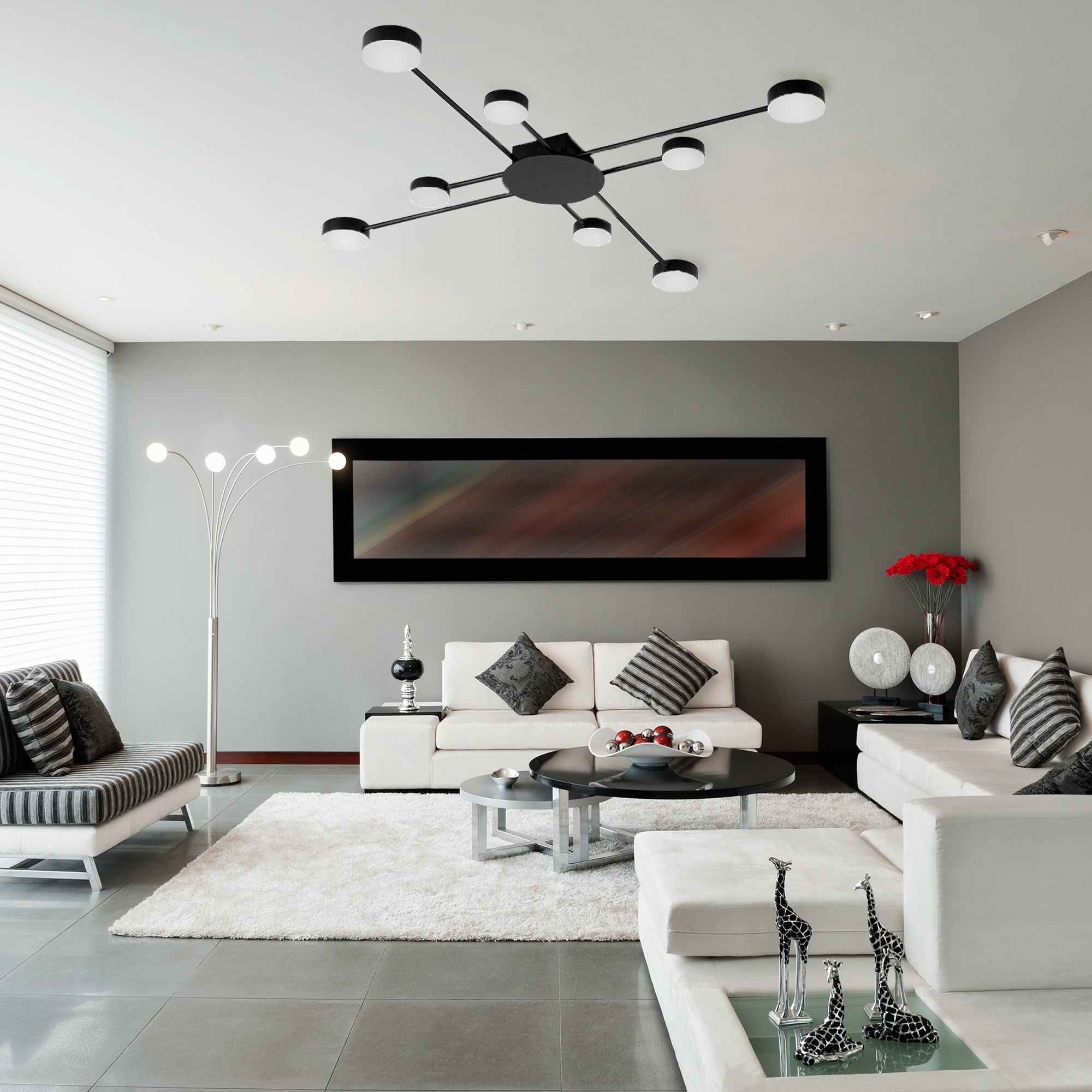 Lampa Sufitowa Nowoczesna 8-ramienna Led APP523-8C Czarna  2