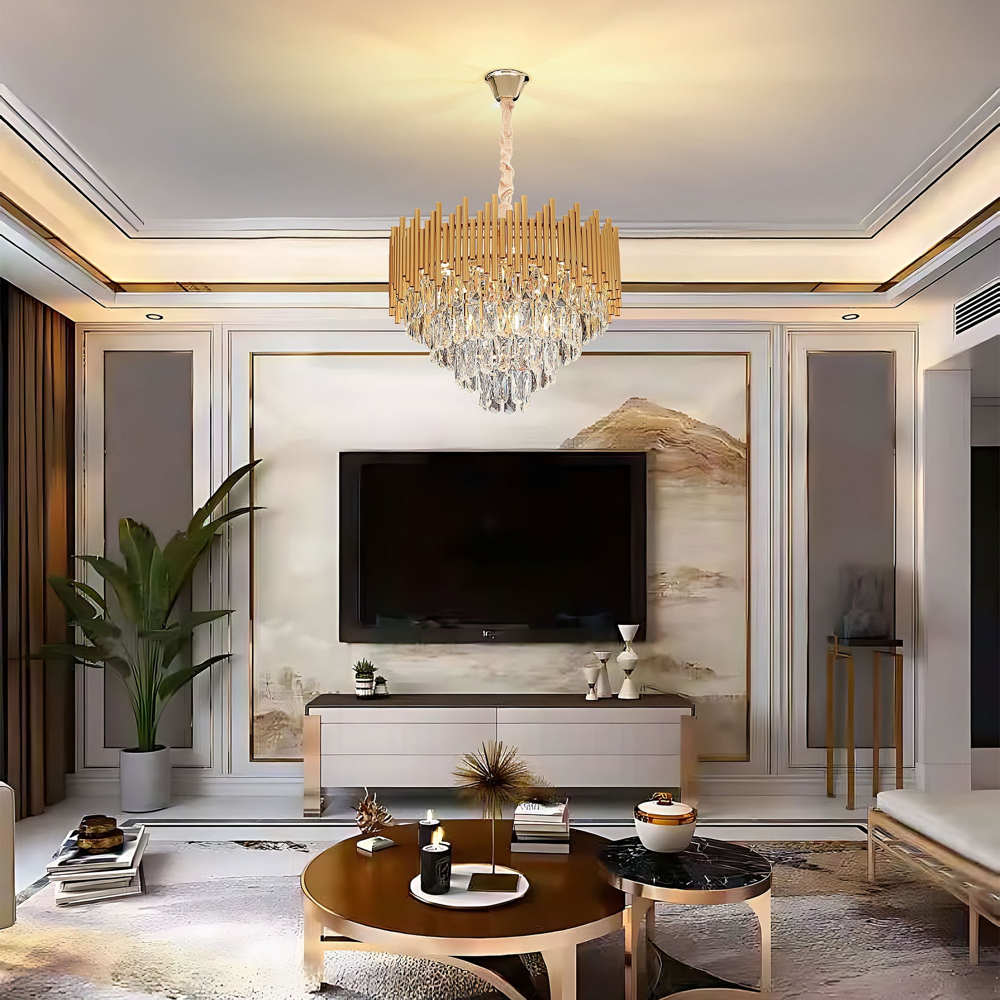 Lampa Wisząca Z Kryształami G062-cp 50cm Złota  3