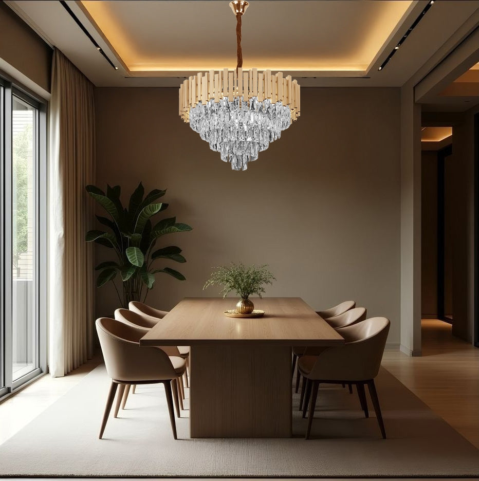 Lampa Wisząca Z Kryształami G050-cp 50cm Gold  3