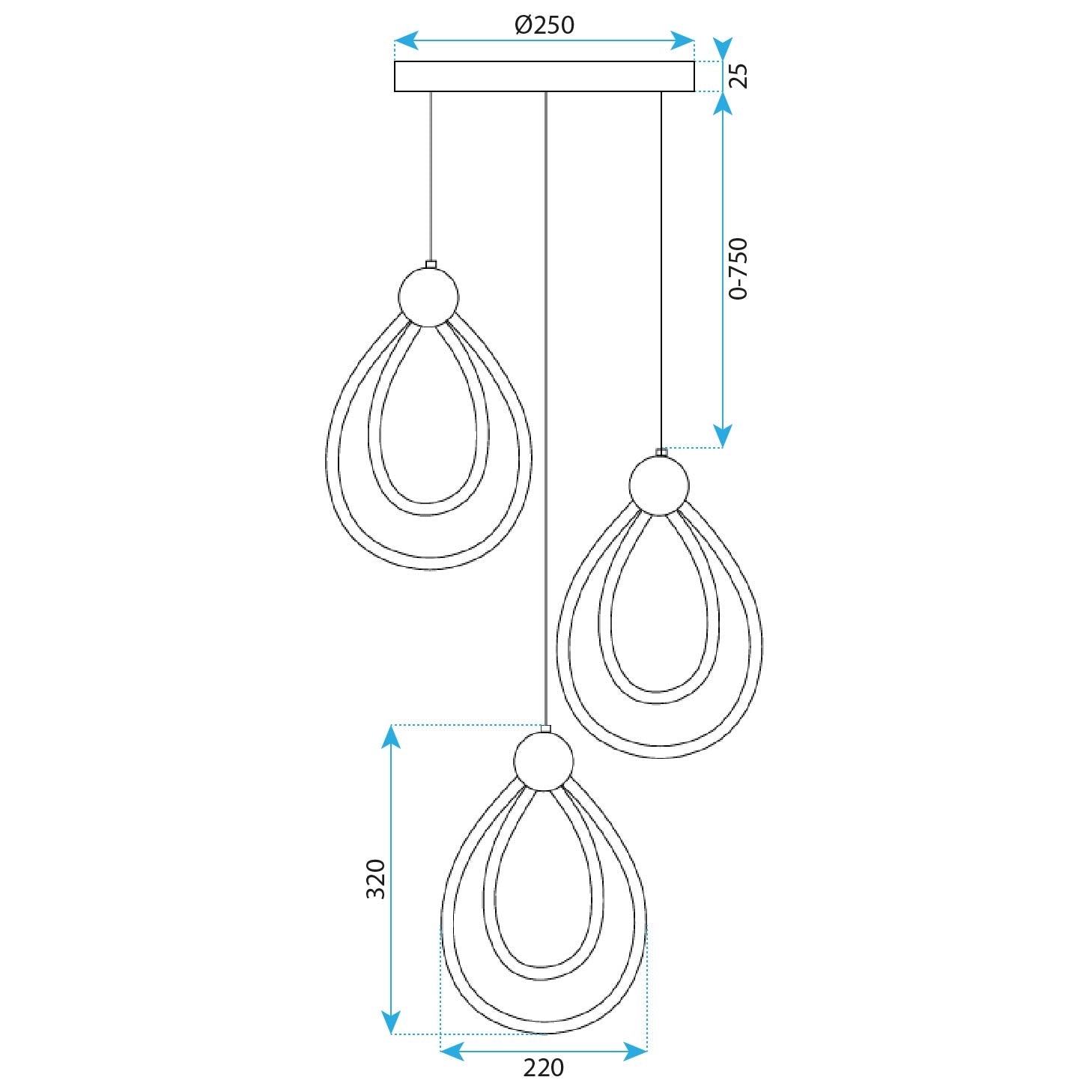 Lampa Wisząca Led G022-3cpr Czarna  9