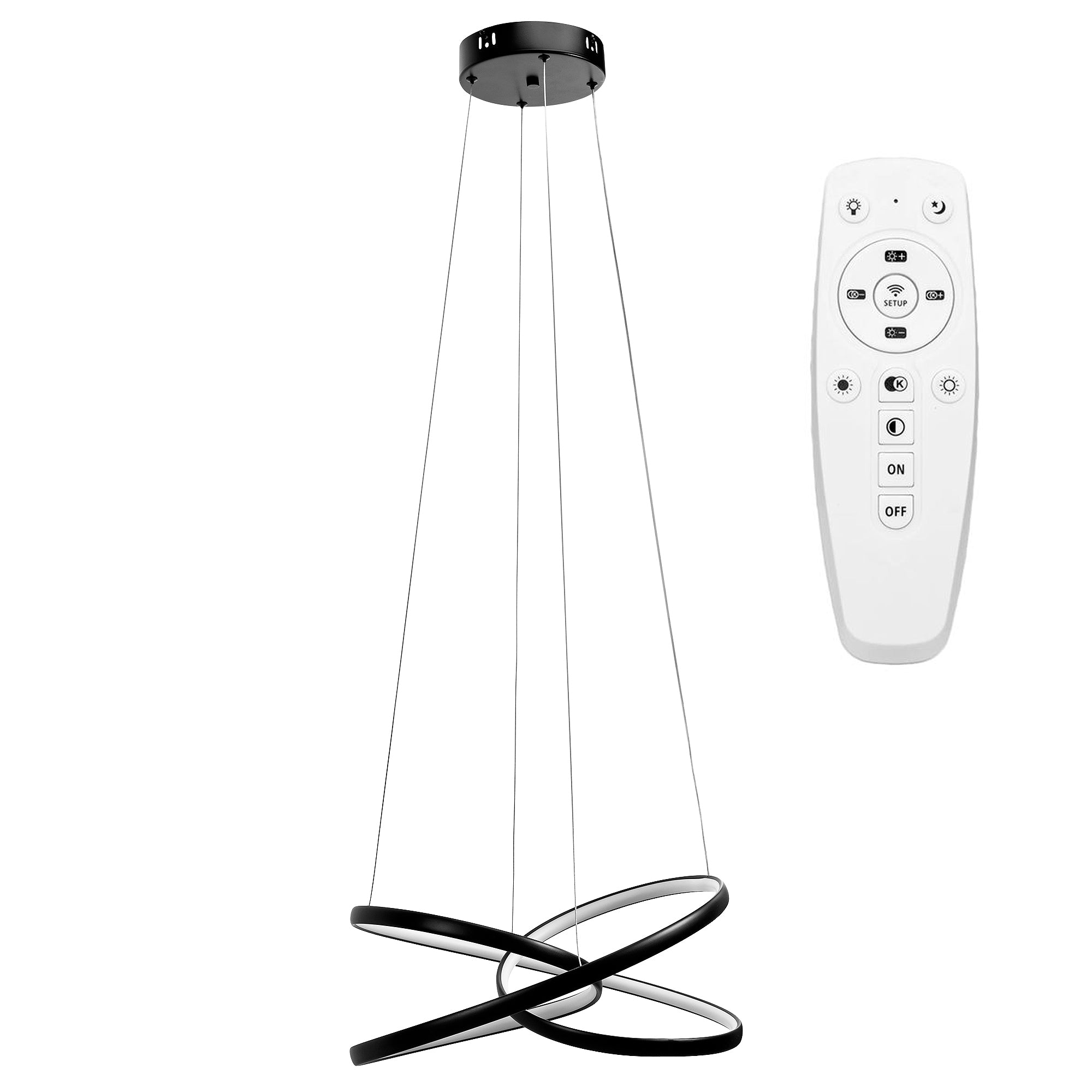 Lampa Sufitowa Wisząca Led G006-cp Czarna + Pilot  1