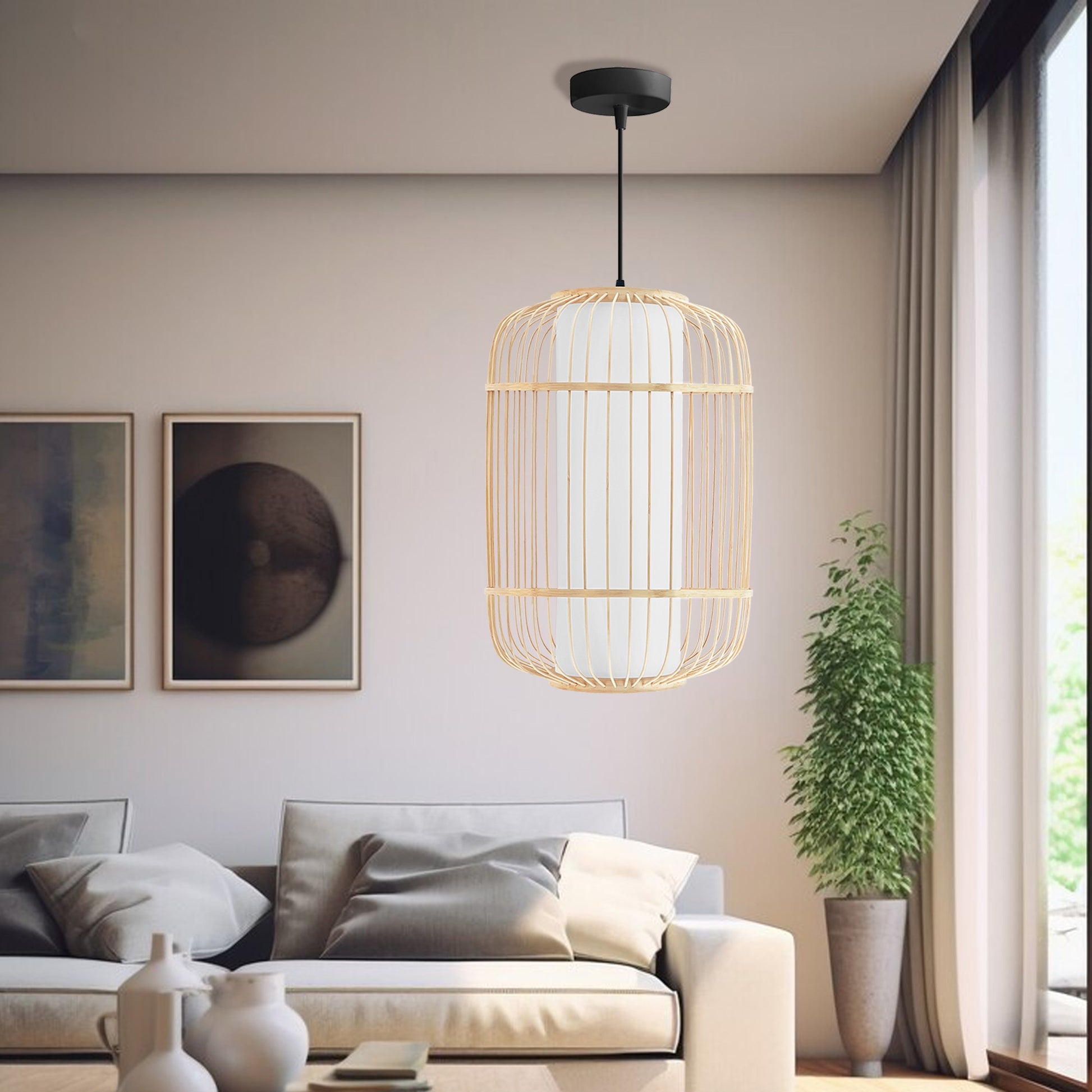 Lampa Wisząca Bambusowa APP1626-1CP  2