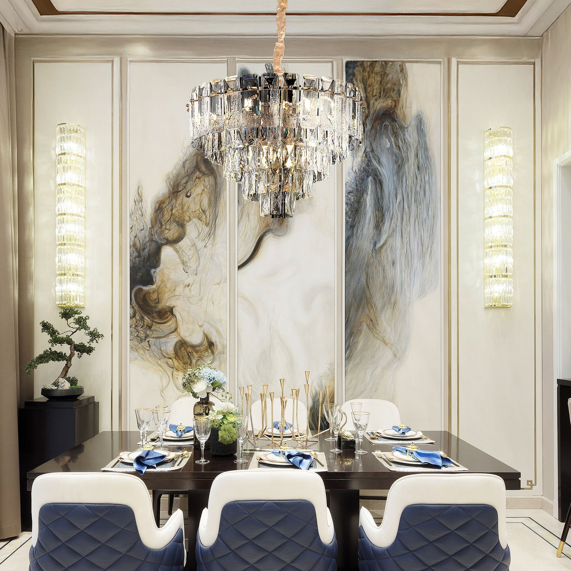 Lampa Wisząca Z Kryształami G056-cp 50cm Złota  7