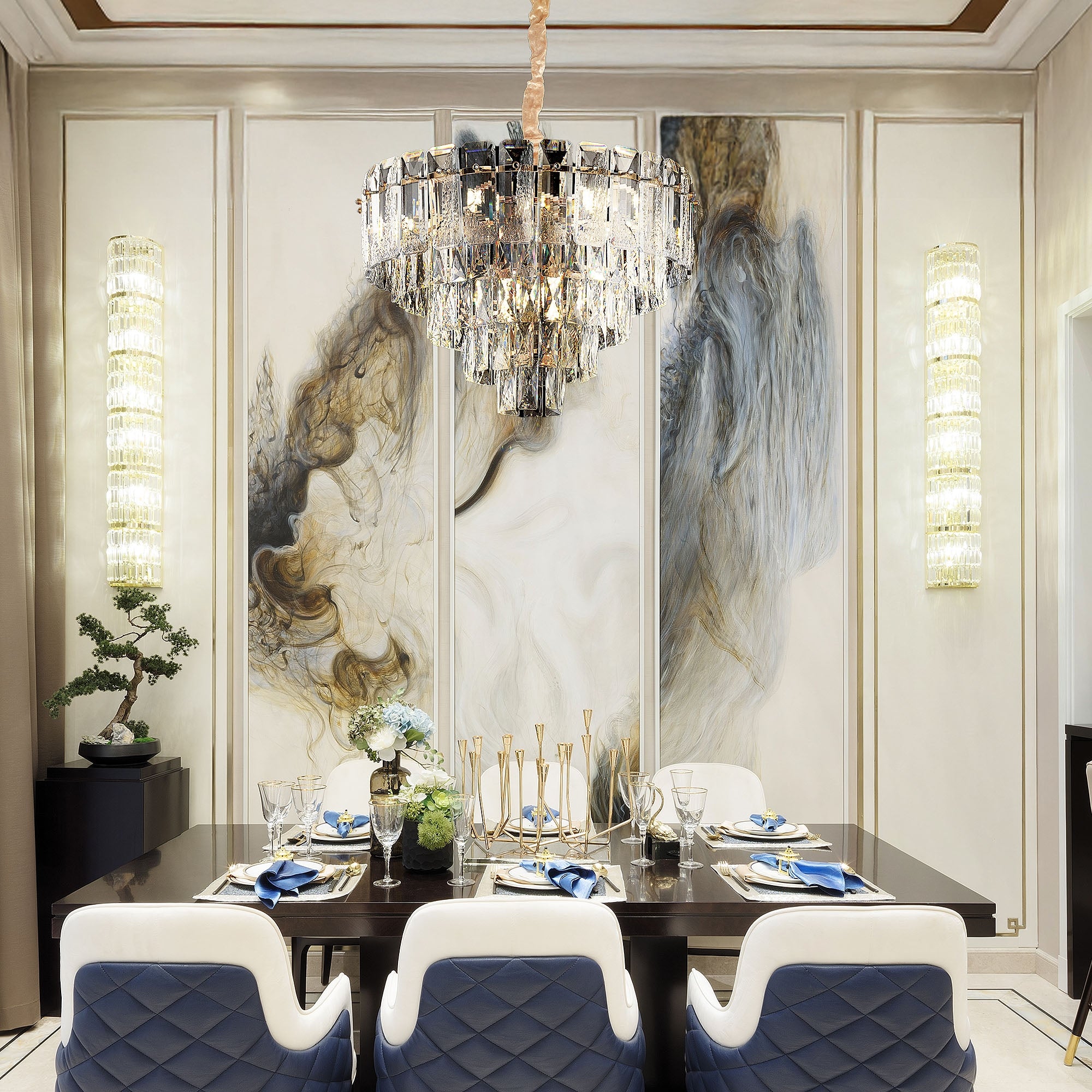 Lampa Wisząca Z Kryształami G056-cp 50cm Złota  7