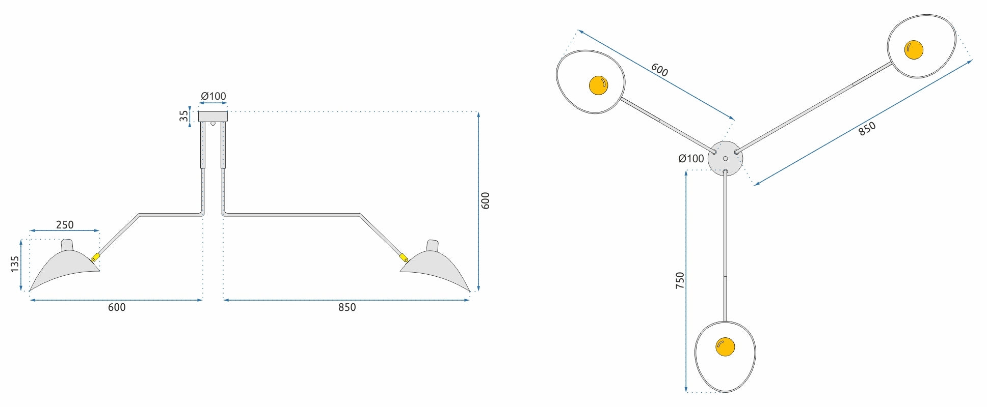 Lampa Sufitowa 3 Ramienna APP569-3C Czarna  12