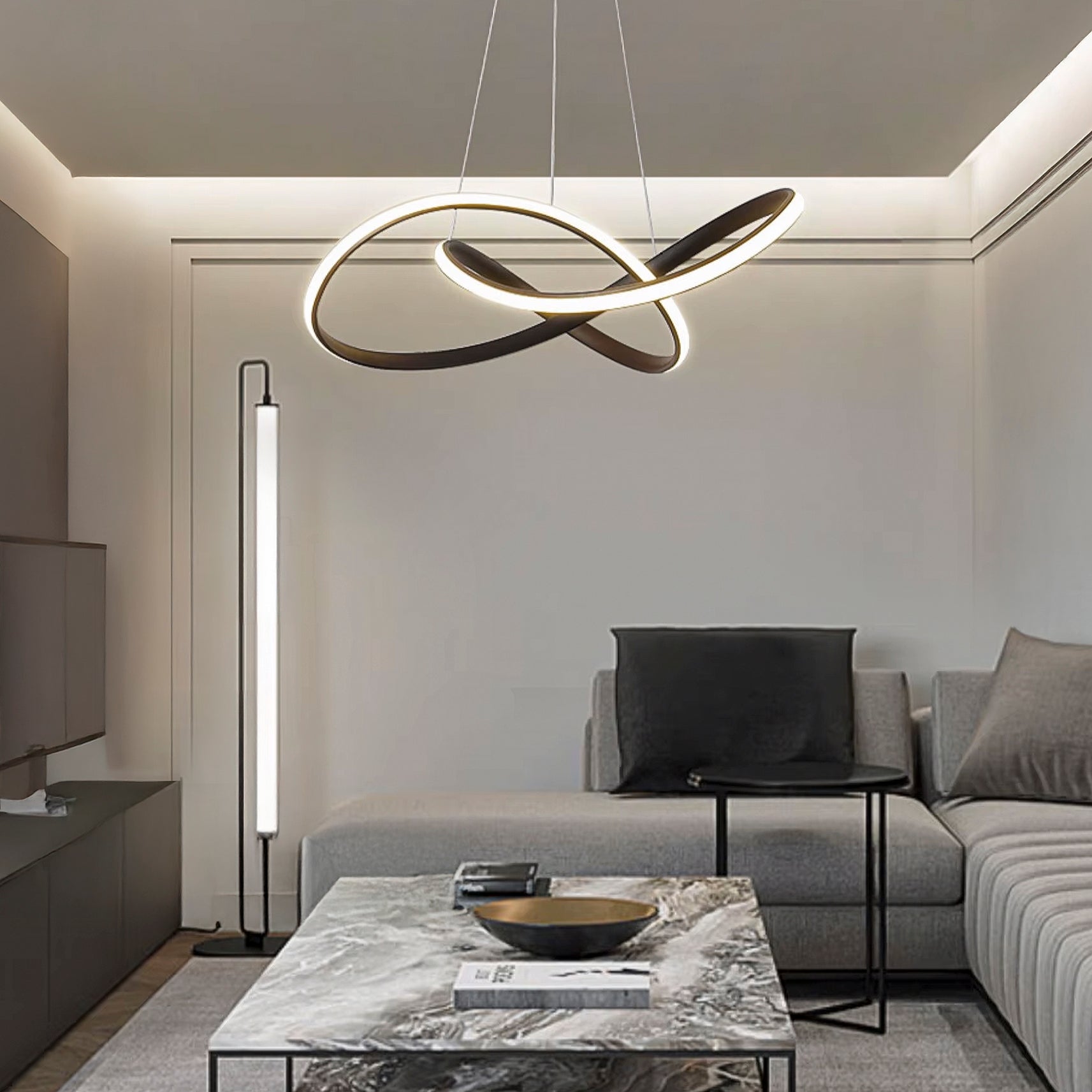 Lampa Sufitowa Wisząca Led G006-cp Czarna + Pilot  2