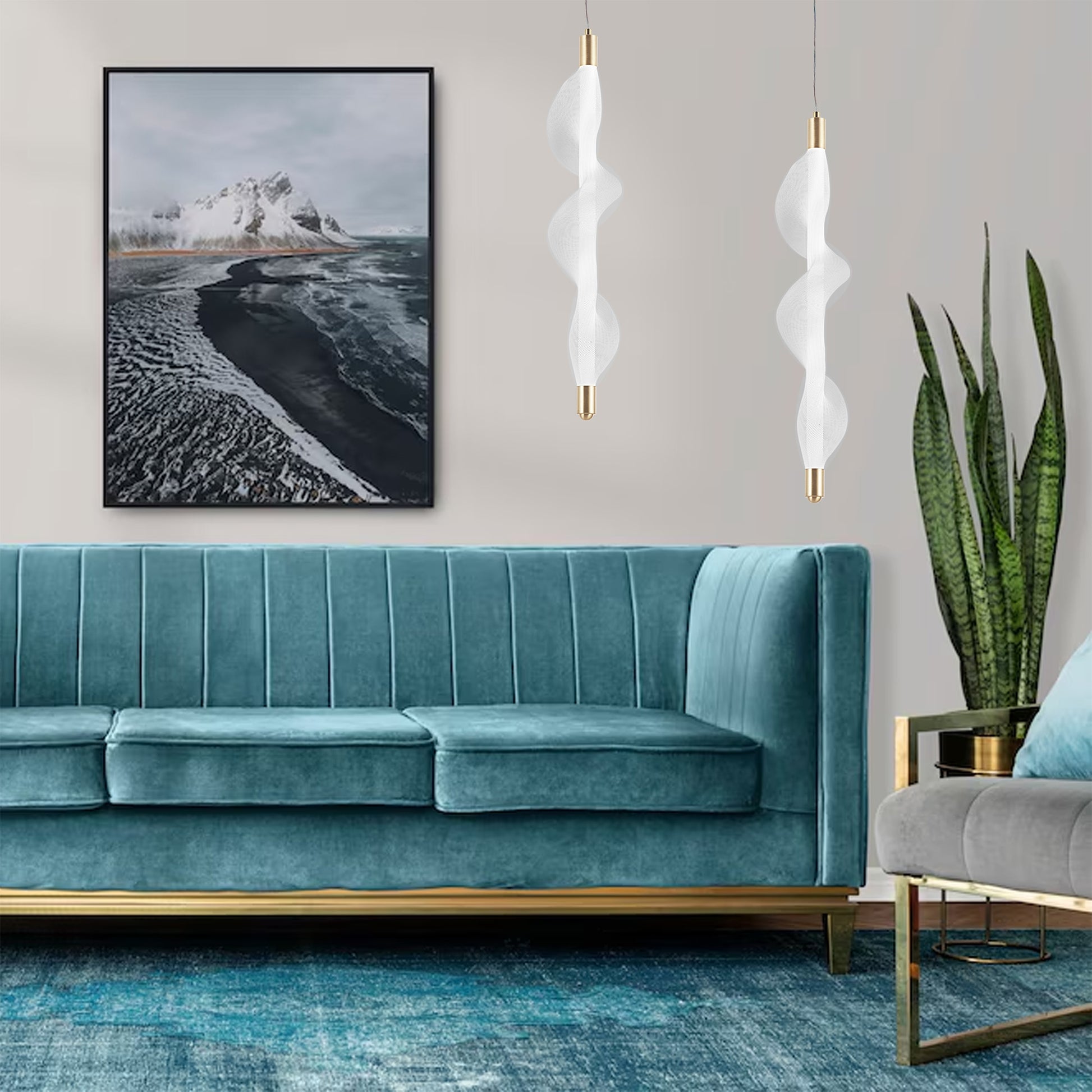 Lampa Wisząca Led G008-1cp Biały/złoty  5