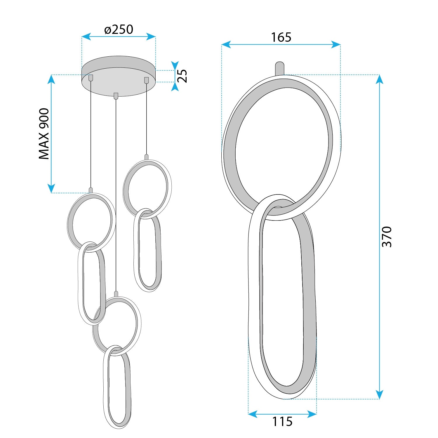 Lampa Wisząca Led G077-3cpr Złota  8