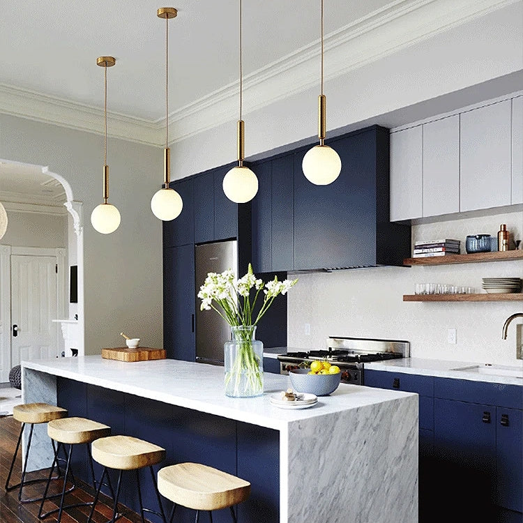 Lampa Wisząca Szklana Kula G108-1w Złota E27  6