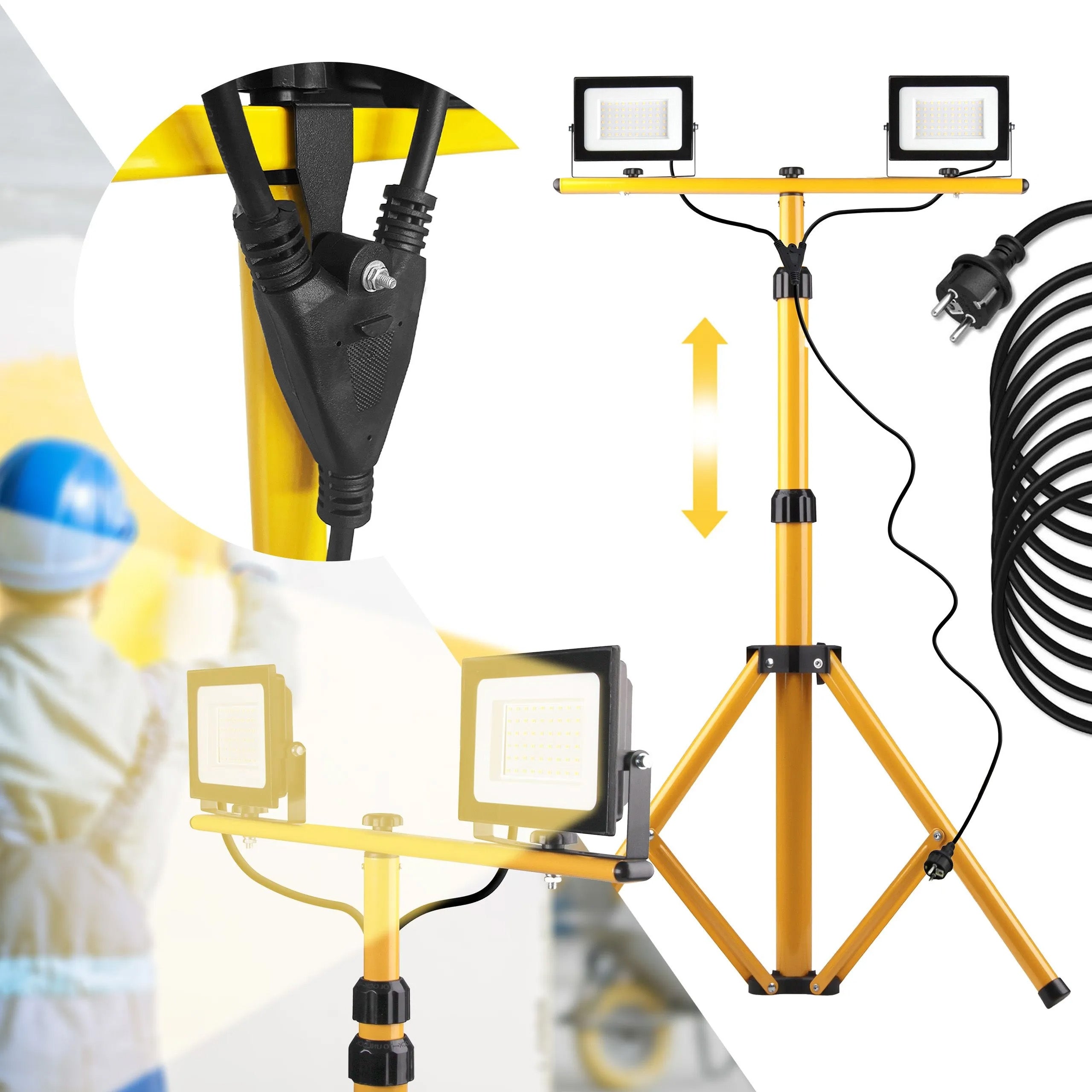 Halogen Led Budowlany Na Statywie 2x20w Rsl001-20n  1