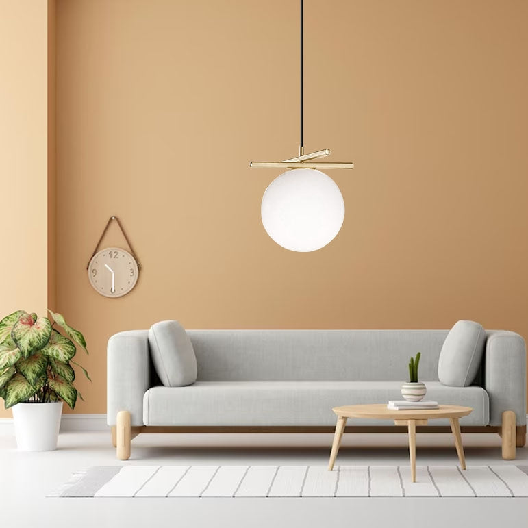 Złota Lampa Wisząca Biała Kula APP1667-1CP  4