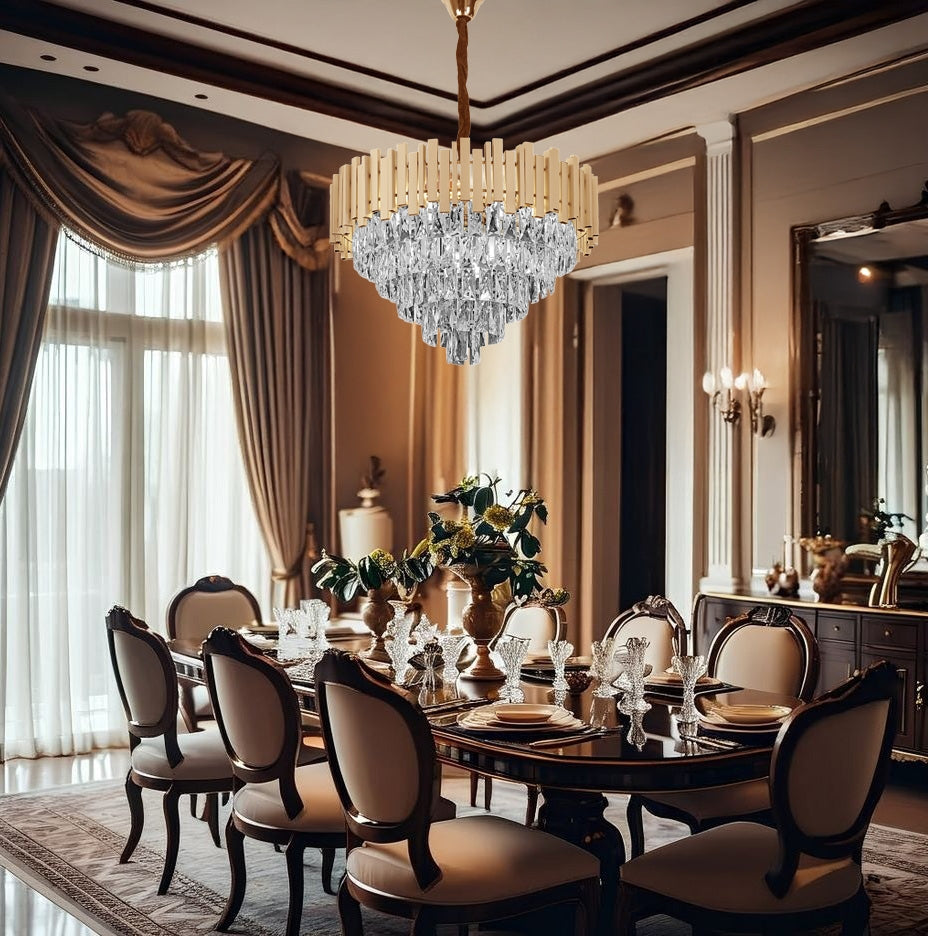 Lampa Wisząca Z Kryształami G050-cp 50cm Gold  2