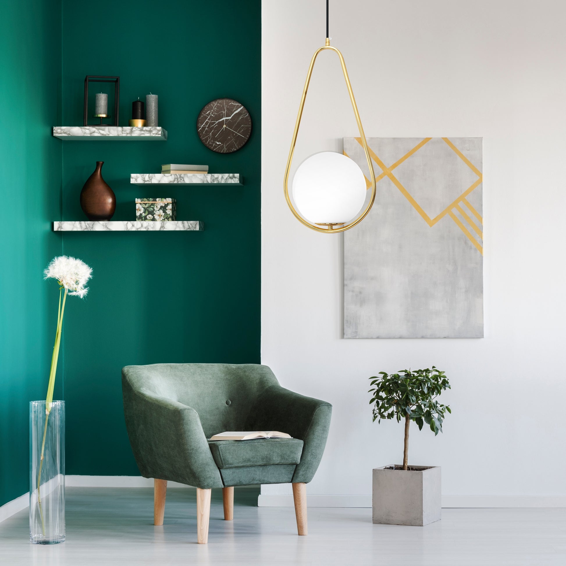 Lampa Sufitowa Wisząca Szklana Kula APP472-1CP Biała  2