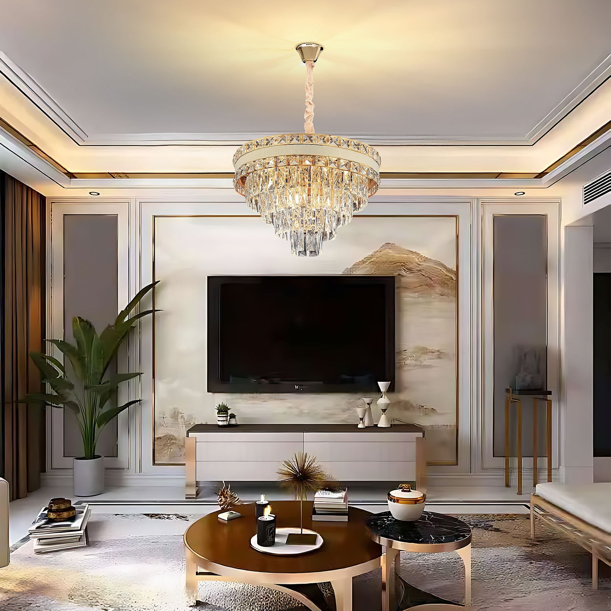 Lampa Wisząca Z Kryształami G048-cp 50cm Złota  6