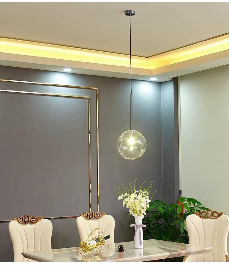 Lampa Sufitowa Wisząca Szklana Kula Czarny Chrom 15cm APP1682-1CP  4