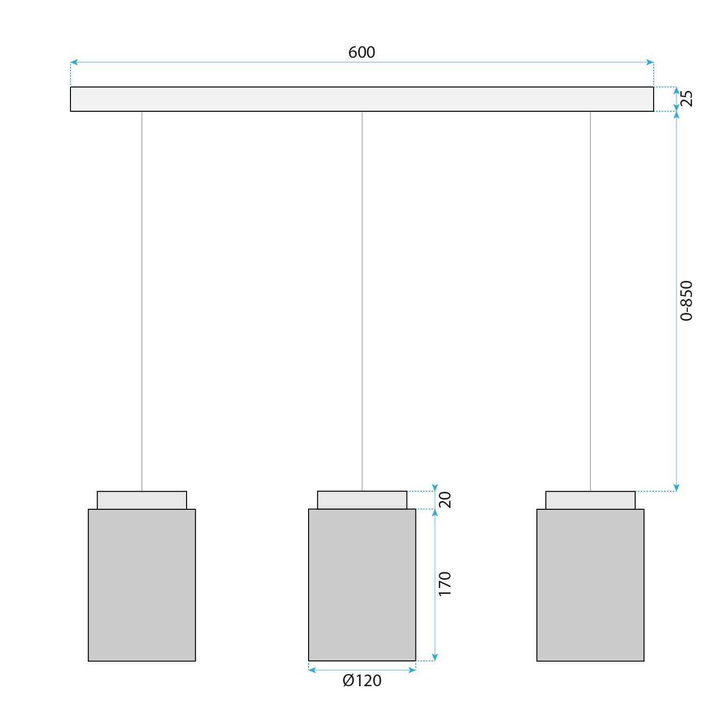 Lampa Sufitowa Wisząca APP1812-3CP Frosted Grey  7