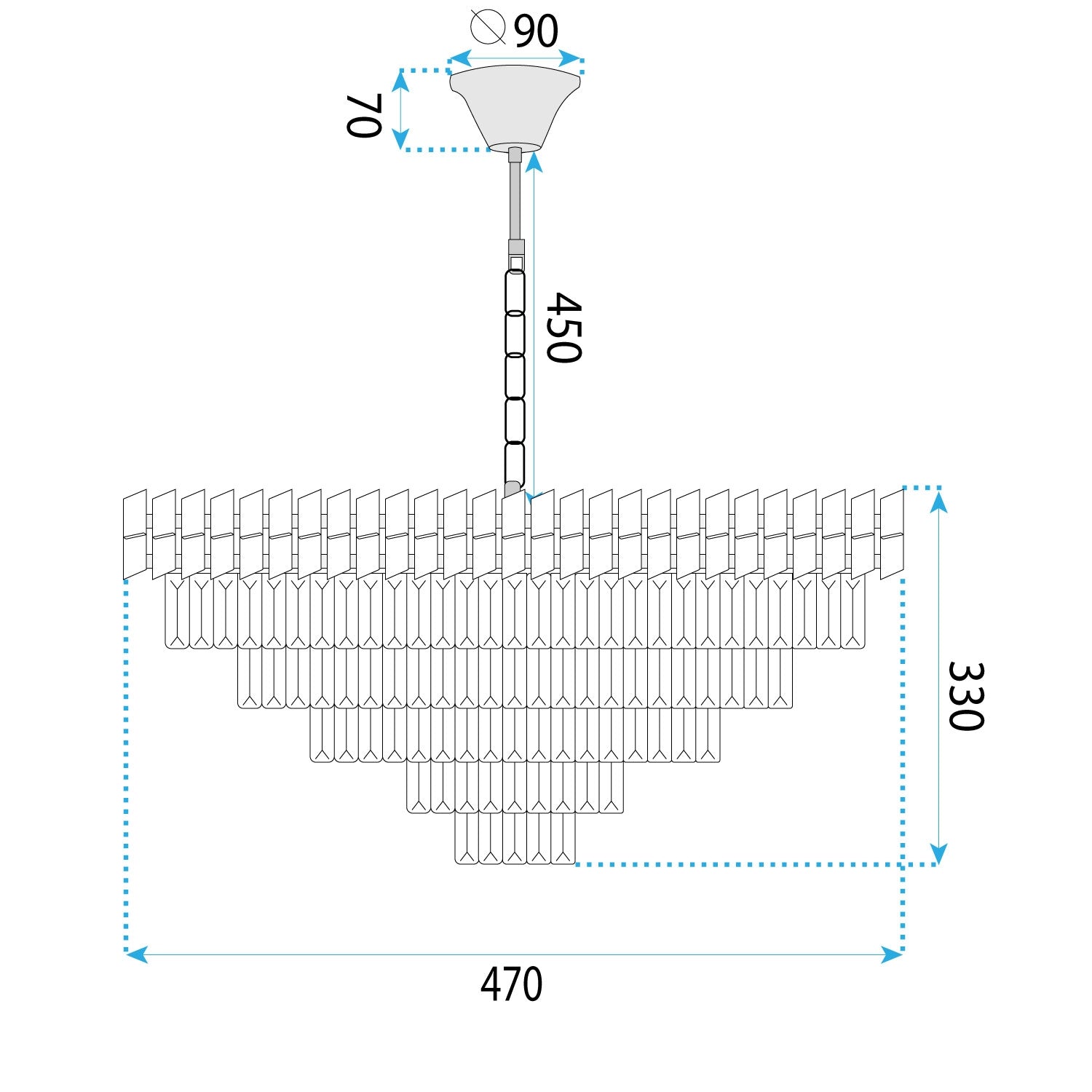 Lampa Wisząca Z Kryształami G055-cp 50cm Chrom  6