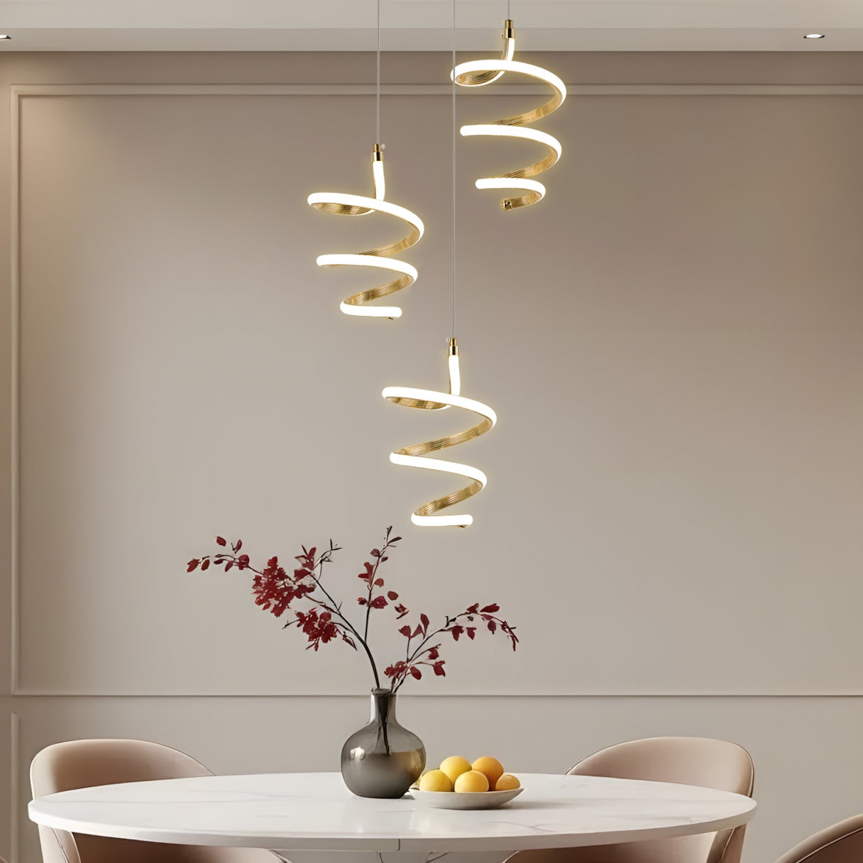 Lampa Wisząca Led G075-3cpr Złota  2