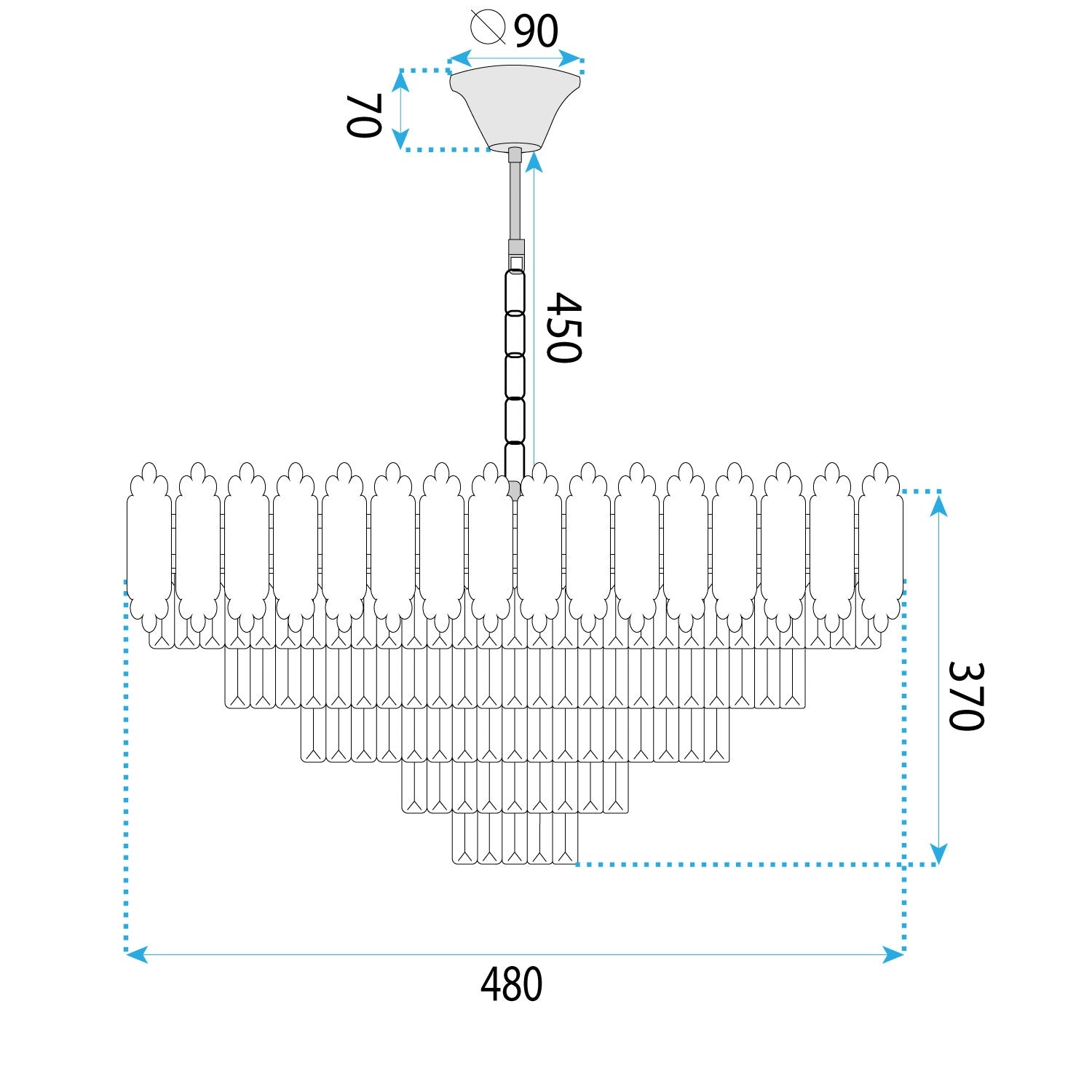 Lampa Wisząca Z Kryształami G057-cp 50cm Złota  6