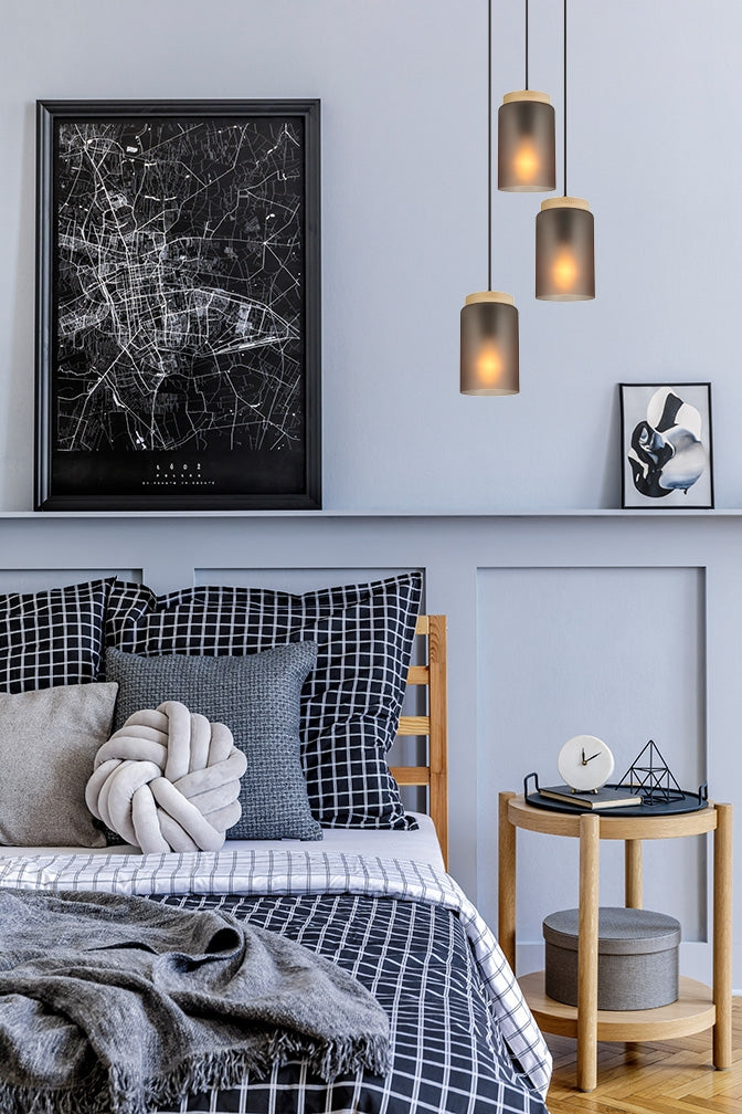 Lampa Sufitowa Wisząca APP1811-3CPR Frosted Grey  3