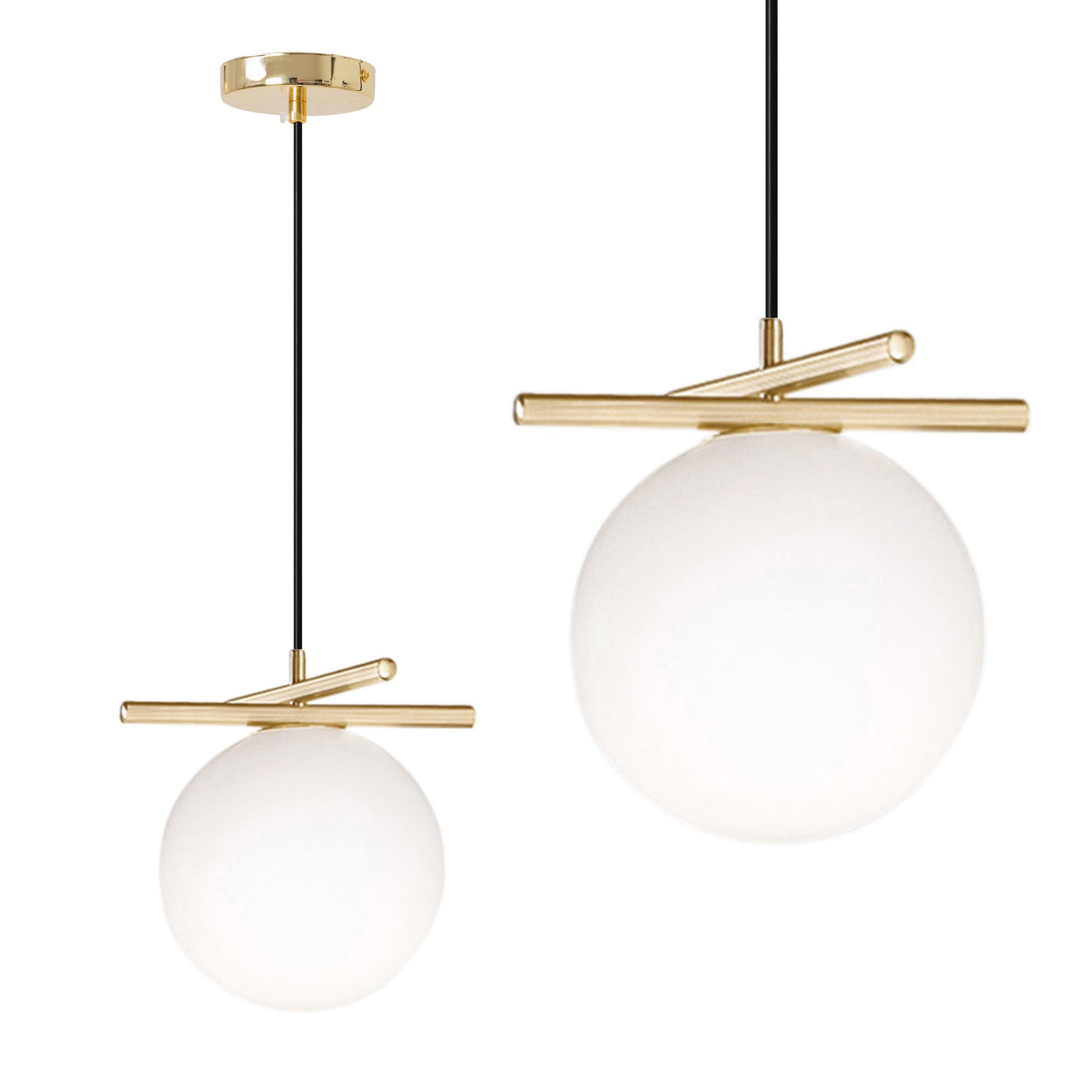 Złota Lampa Wisząca Biała Kula APP1667-1CP  1