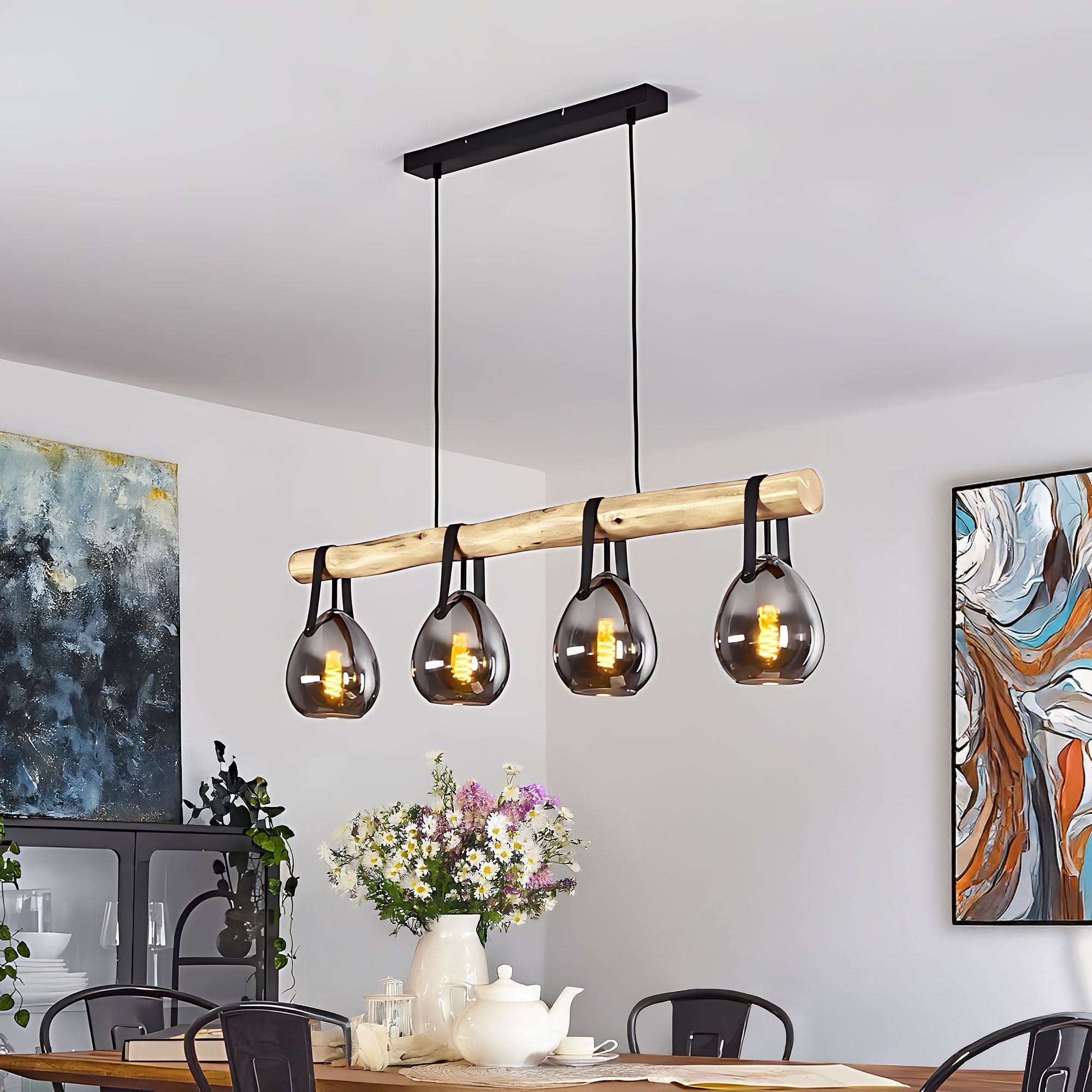 Lampa Wisząca APP1775-4CP Wood Grey  2