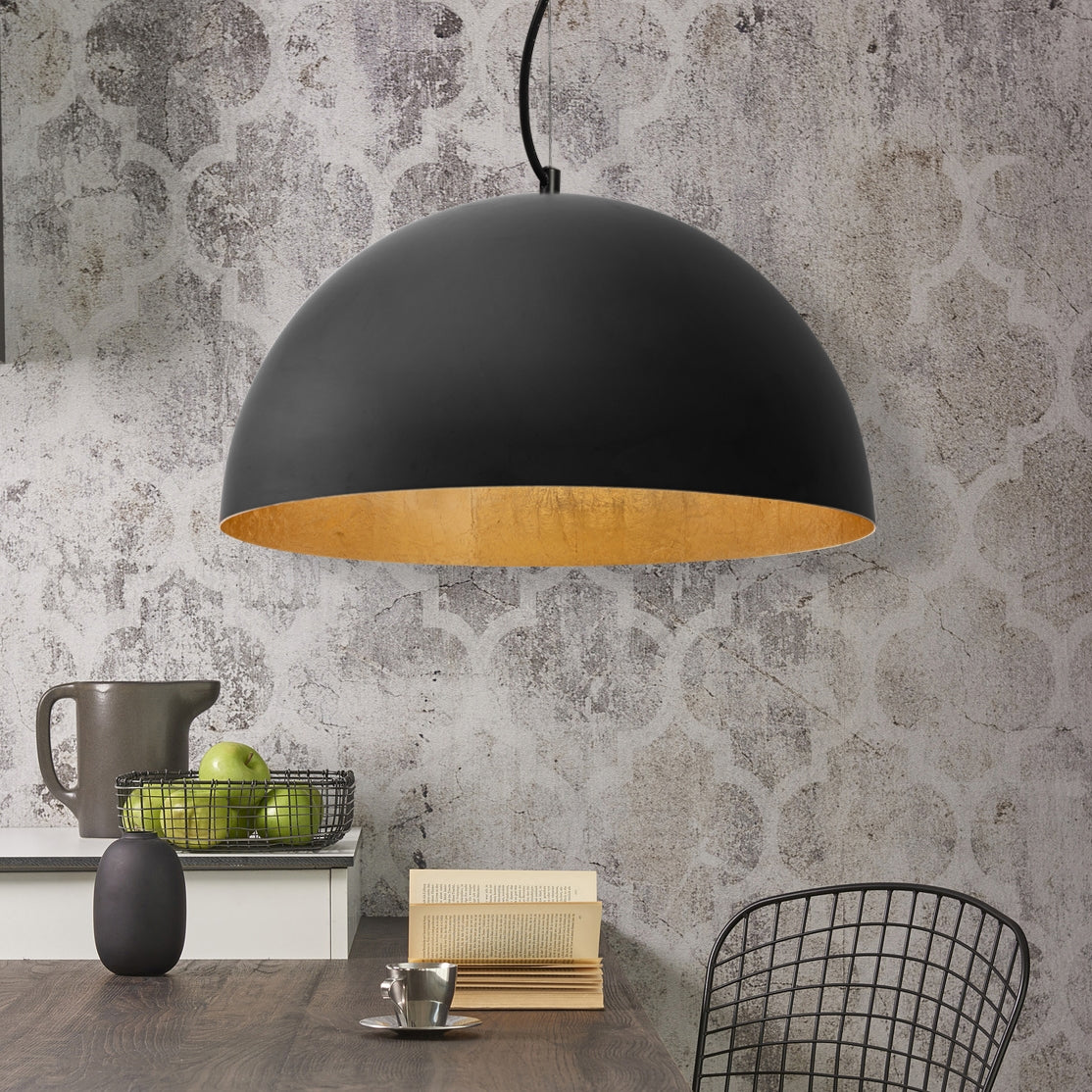 Lampa Sufitowa Wisząca Misa Metalowa 50cm APP379-1CP Czarna  5