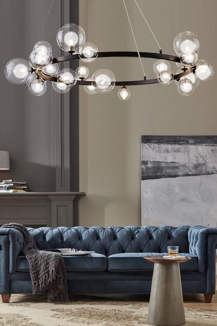 Lampa Sufitowa Wisząca Ze Szklanymi Kulami Na Obręczy APP906-15CP  8