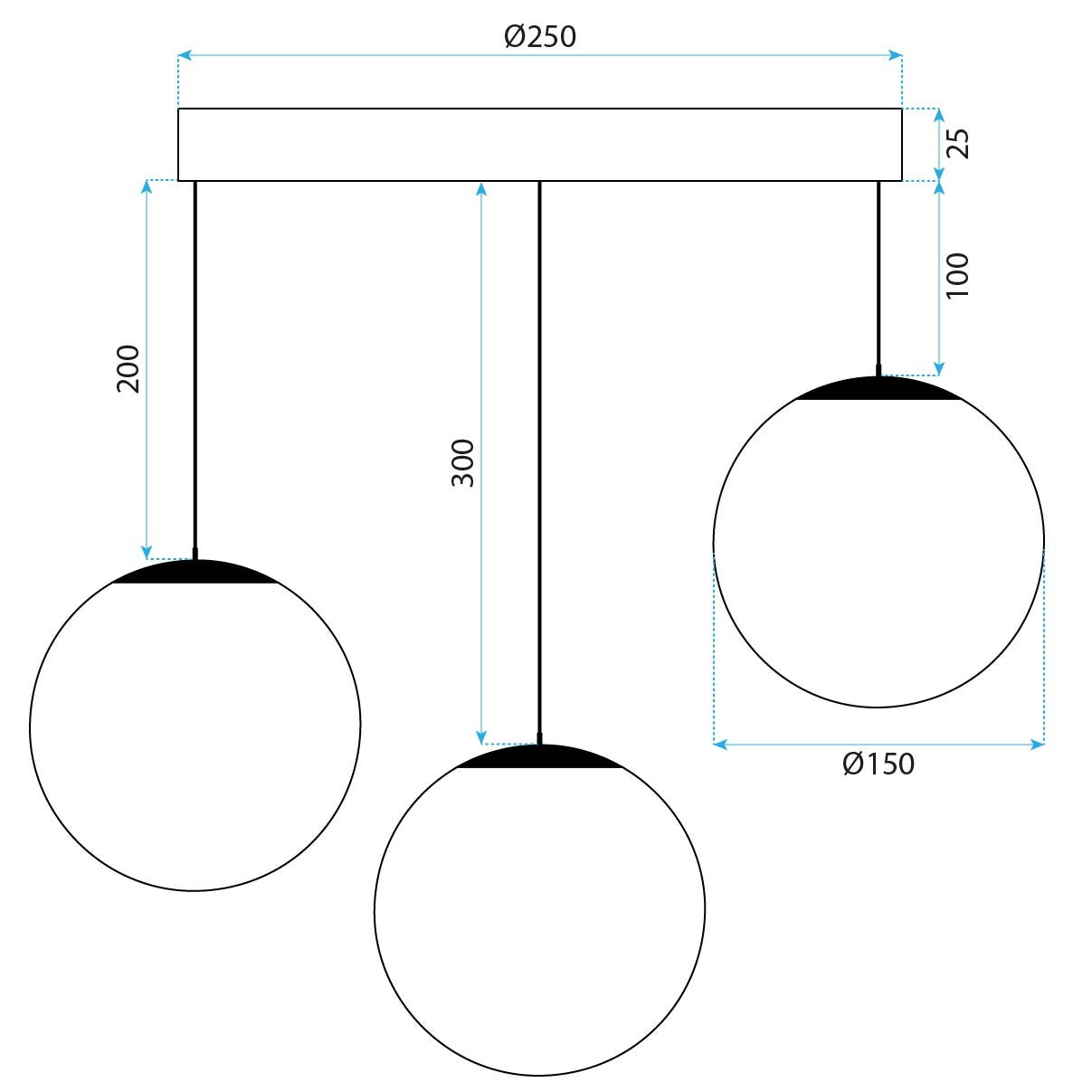 Lampa Sufitowa Wisząca APP1815-3CPR Black  5