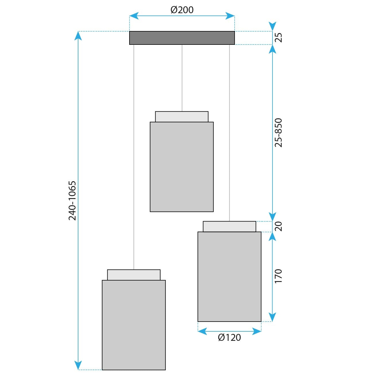 Lampa Sufitowa Wisząca APP1811-3CPR Frosted Grey  6