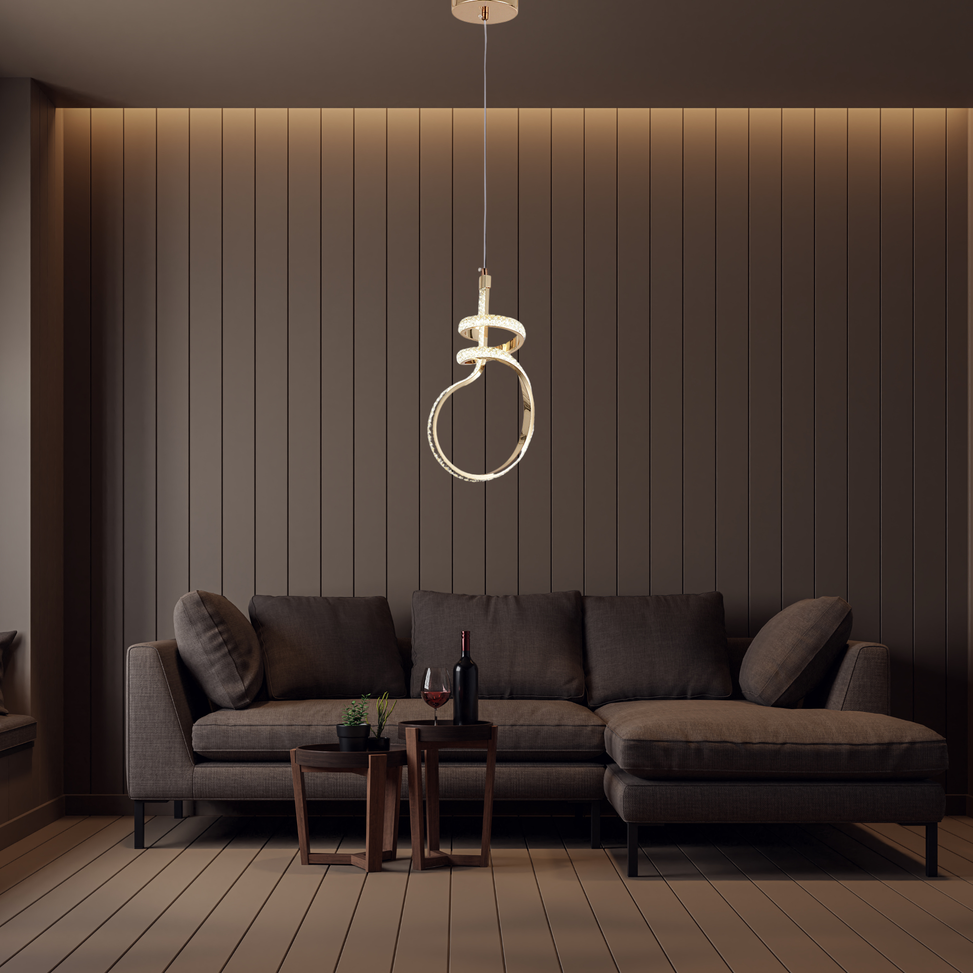 Lampa Wisząca Led G071-cp Złota  2