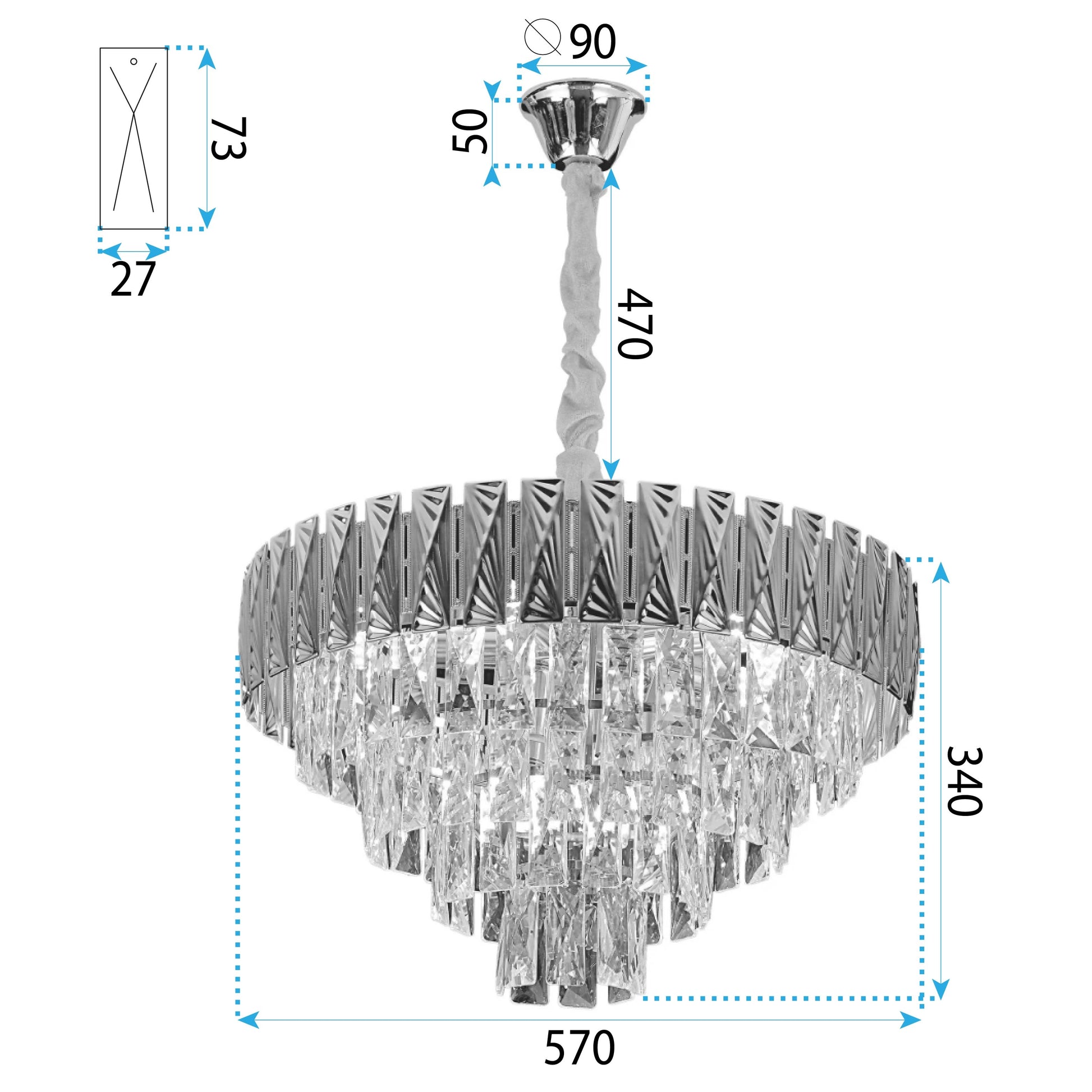 Lampa Wisząca Z Kryształami G060-cp 60cm  6