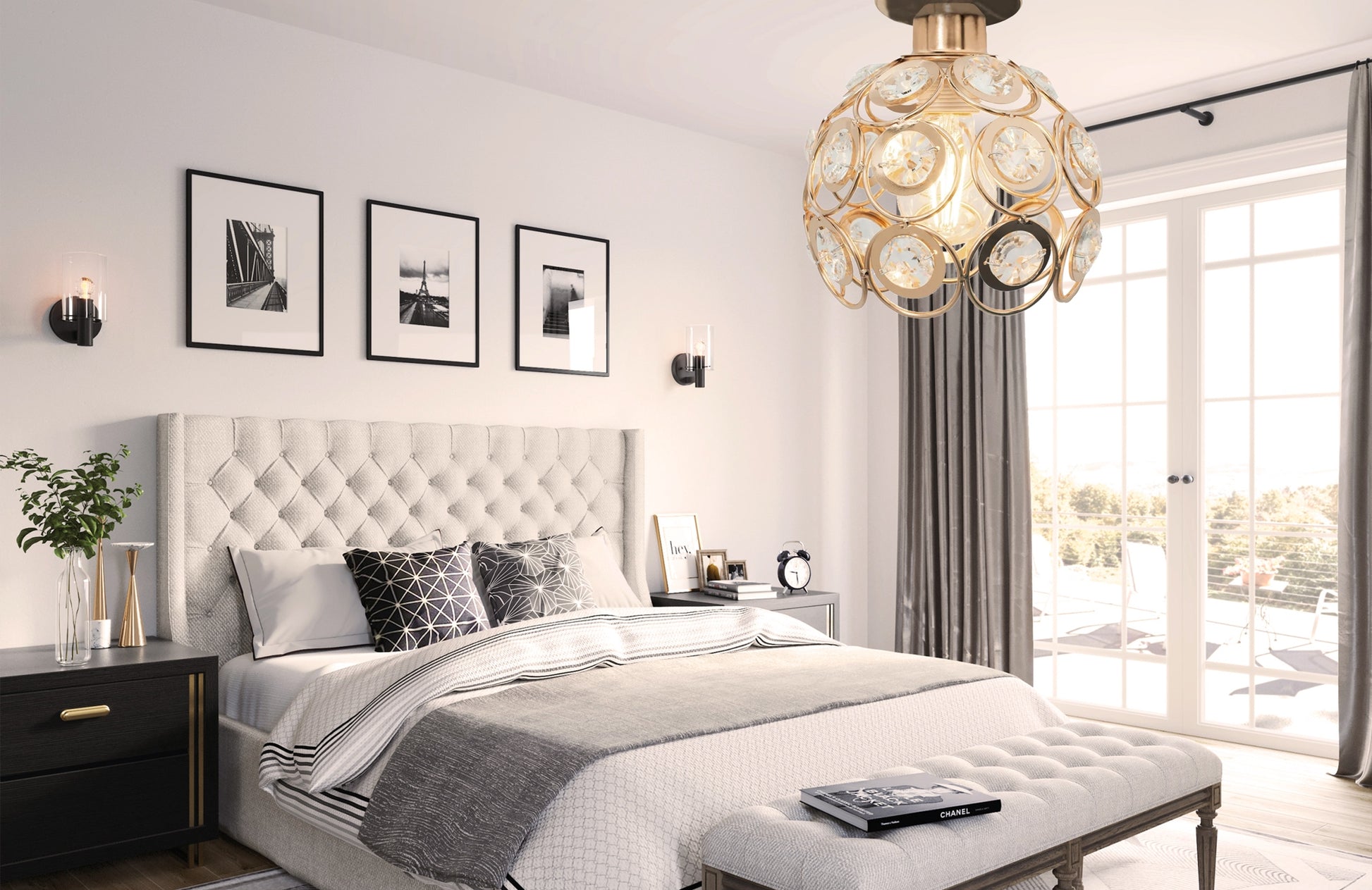 Elegancka Lampa Sufitowa APP205-1C Kryształ Złota  5