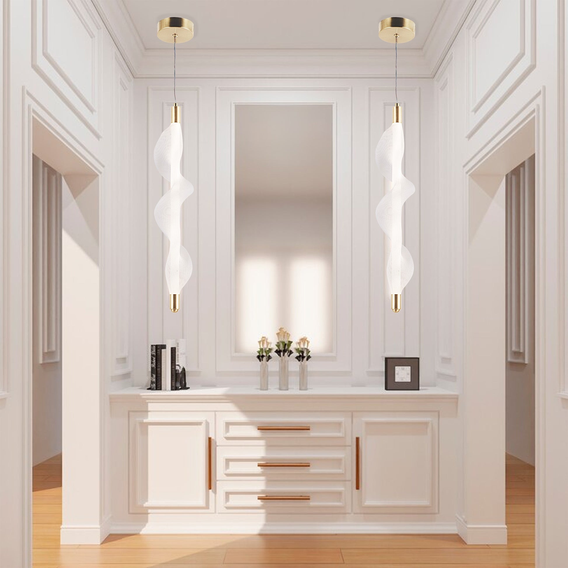 Lampa Wisząca Led G008-1cp Biały/złoty  4