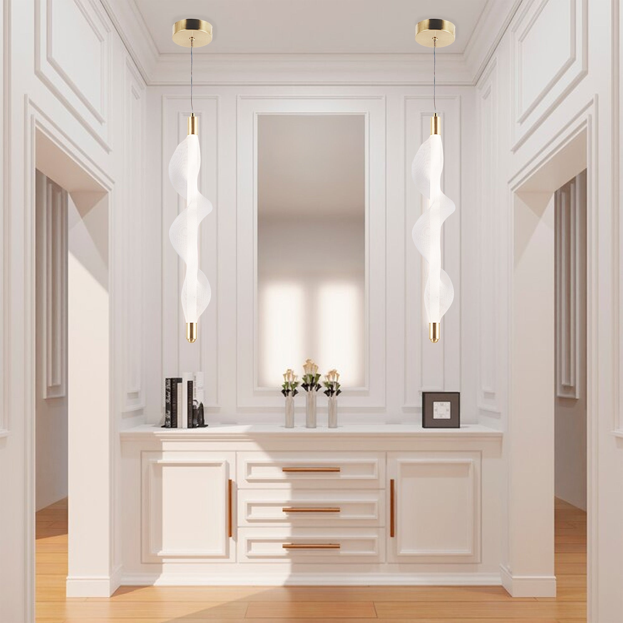 Lampa Wisząca Led G008-1cp Biały/złoty  4