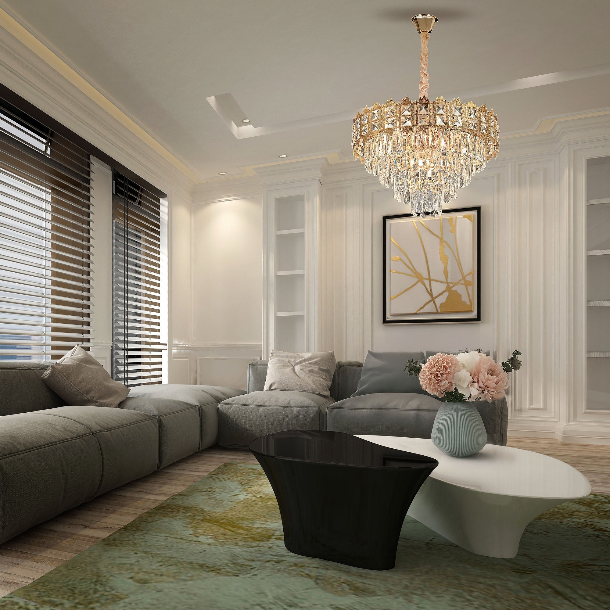 Lampa Wisząca Z Kryształami G049-cp 60cm  2