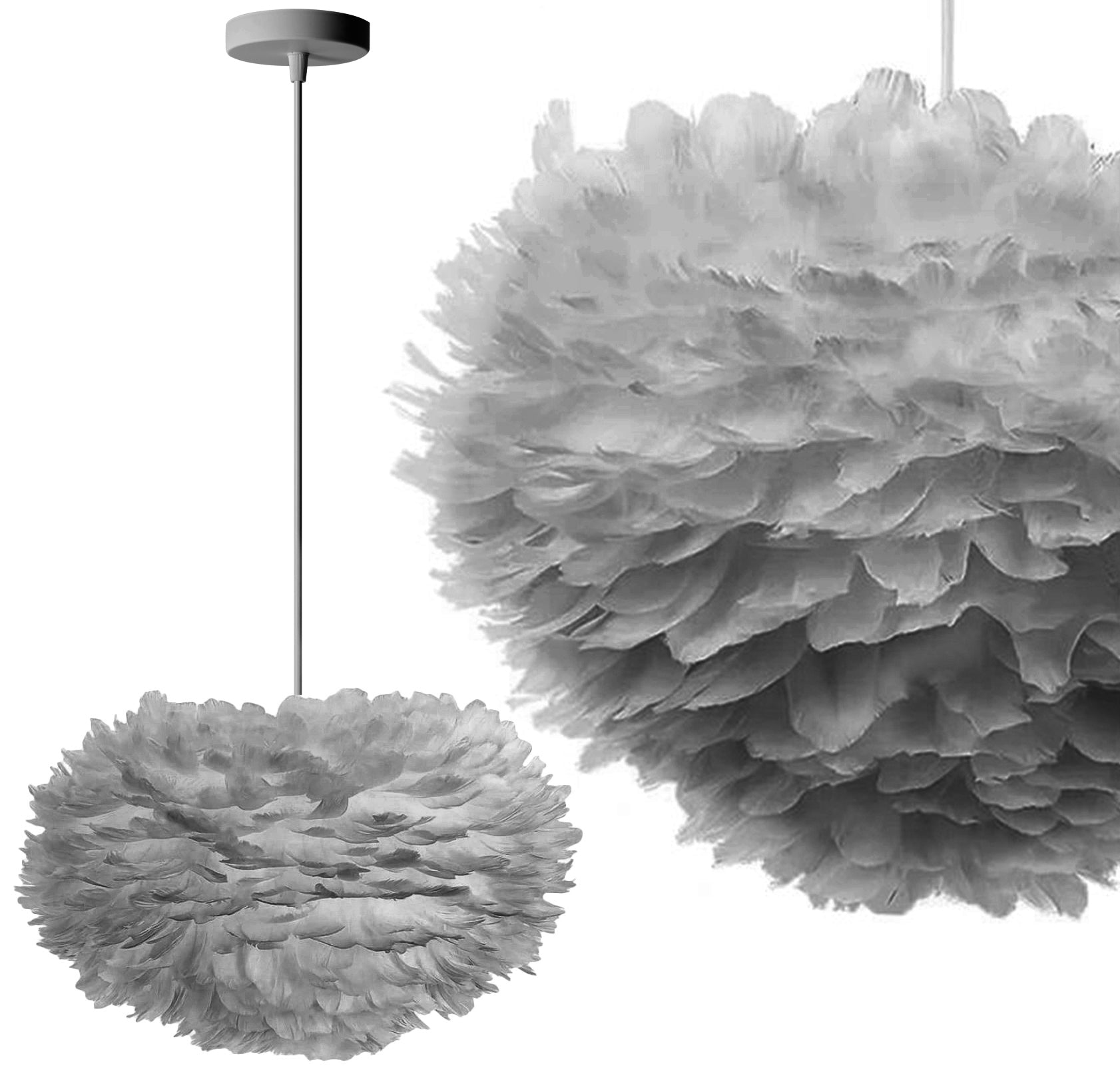 Lampa Wisząca Z Piór APP334-3CP Szara  1