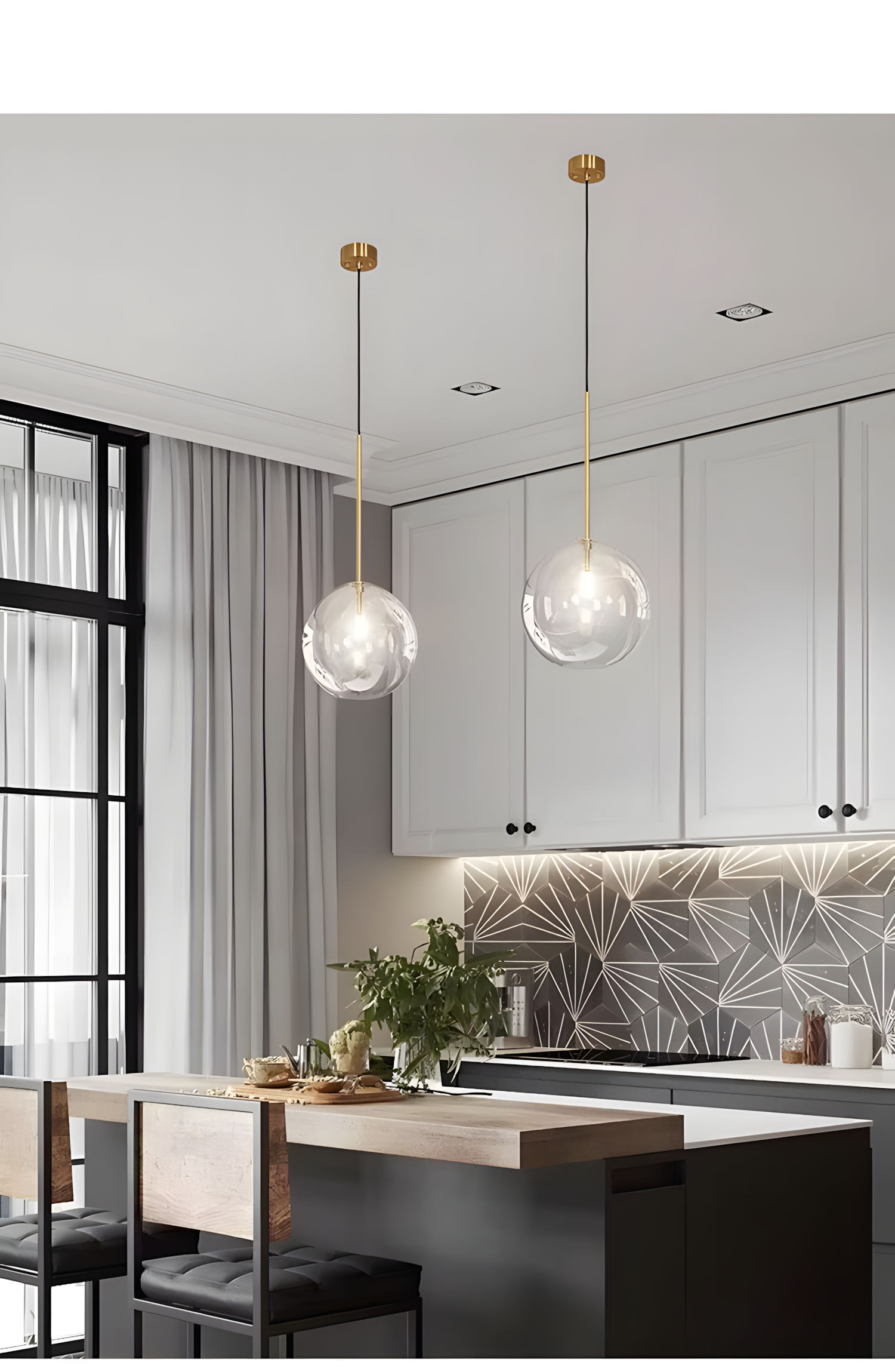 Lampa Sufitowa Wisząca Szklana Kula Złota 15cm APP1680-1CP  3