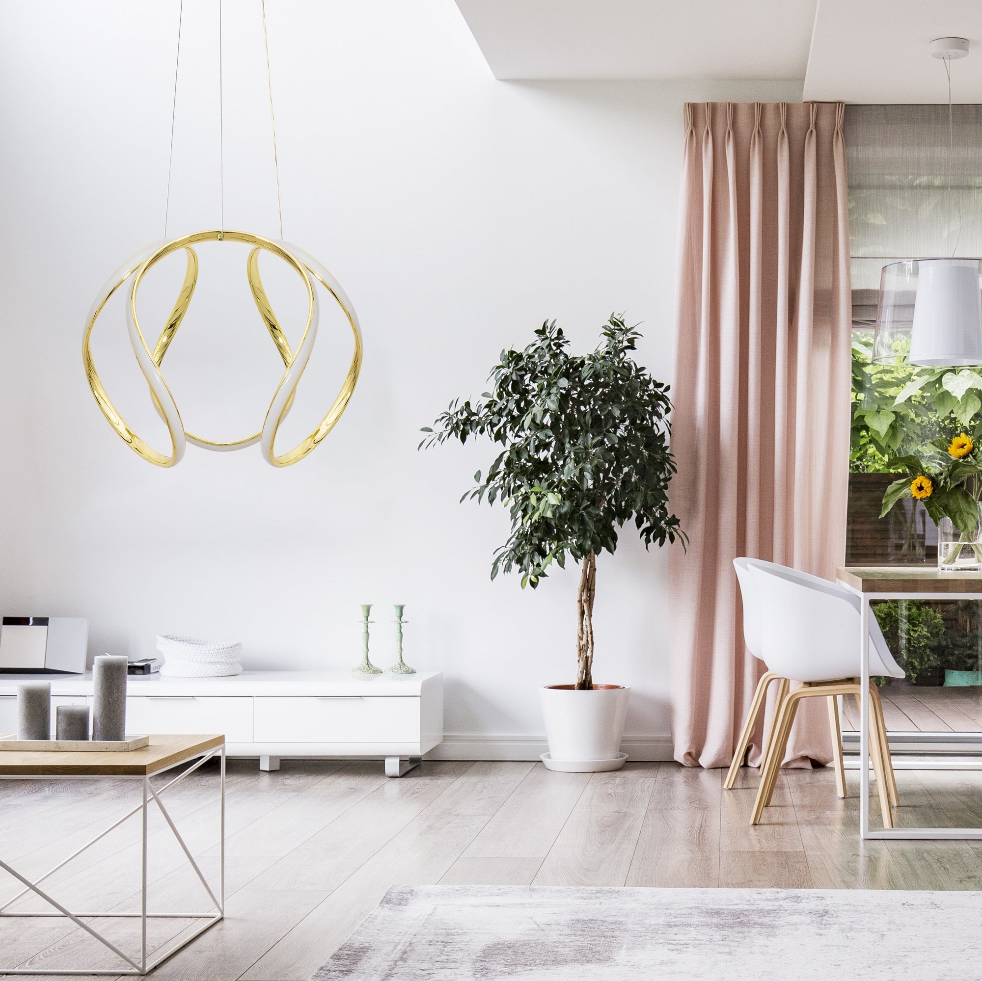 Lampa Sufitowa Wisząca Nowoczesna Led + Pilot App386-cp Złota  5