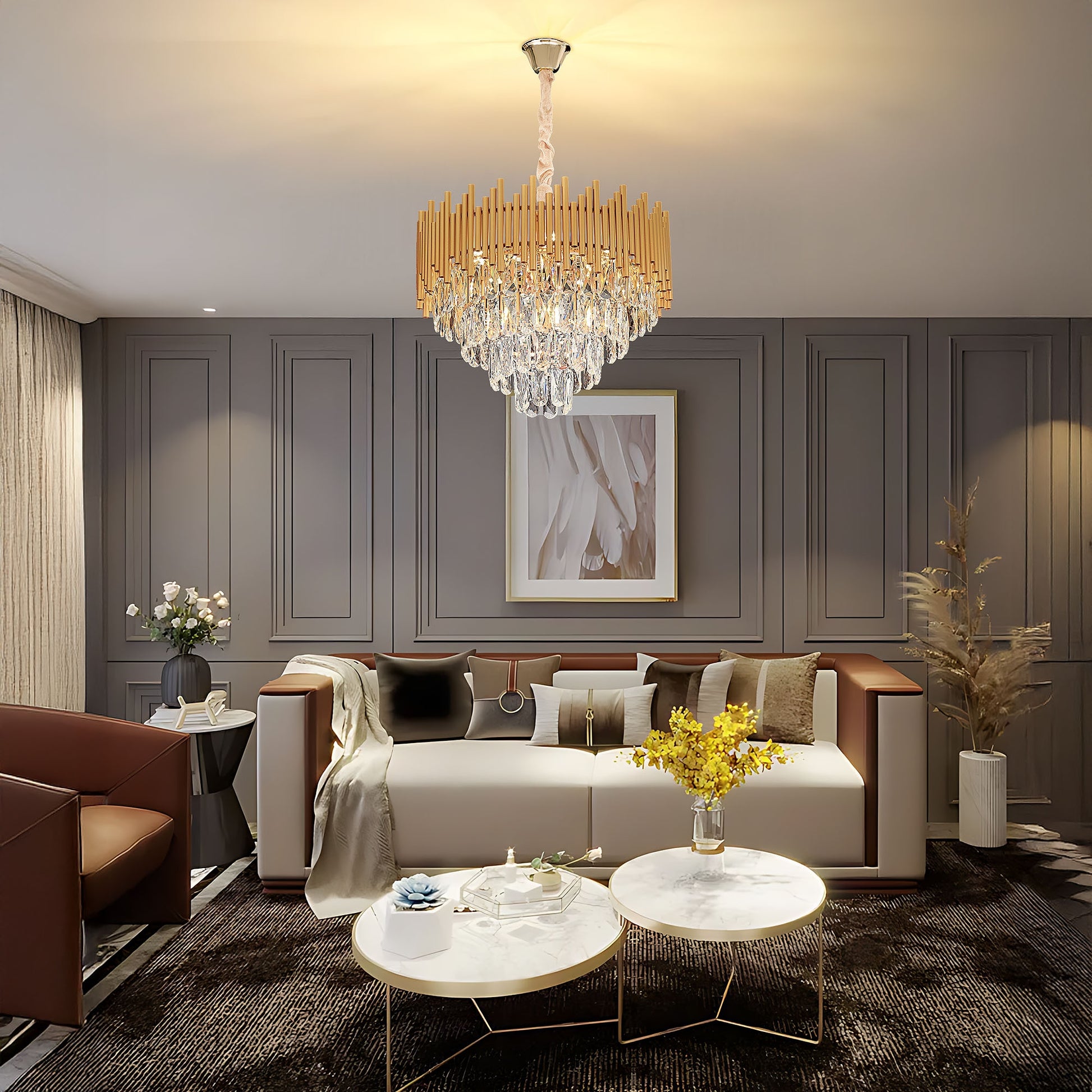 Lampa Wisząca Z Kryształami G062-cp 50cm Złota  4